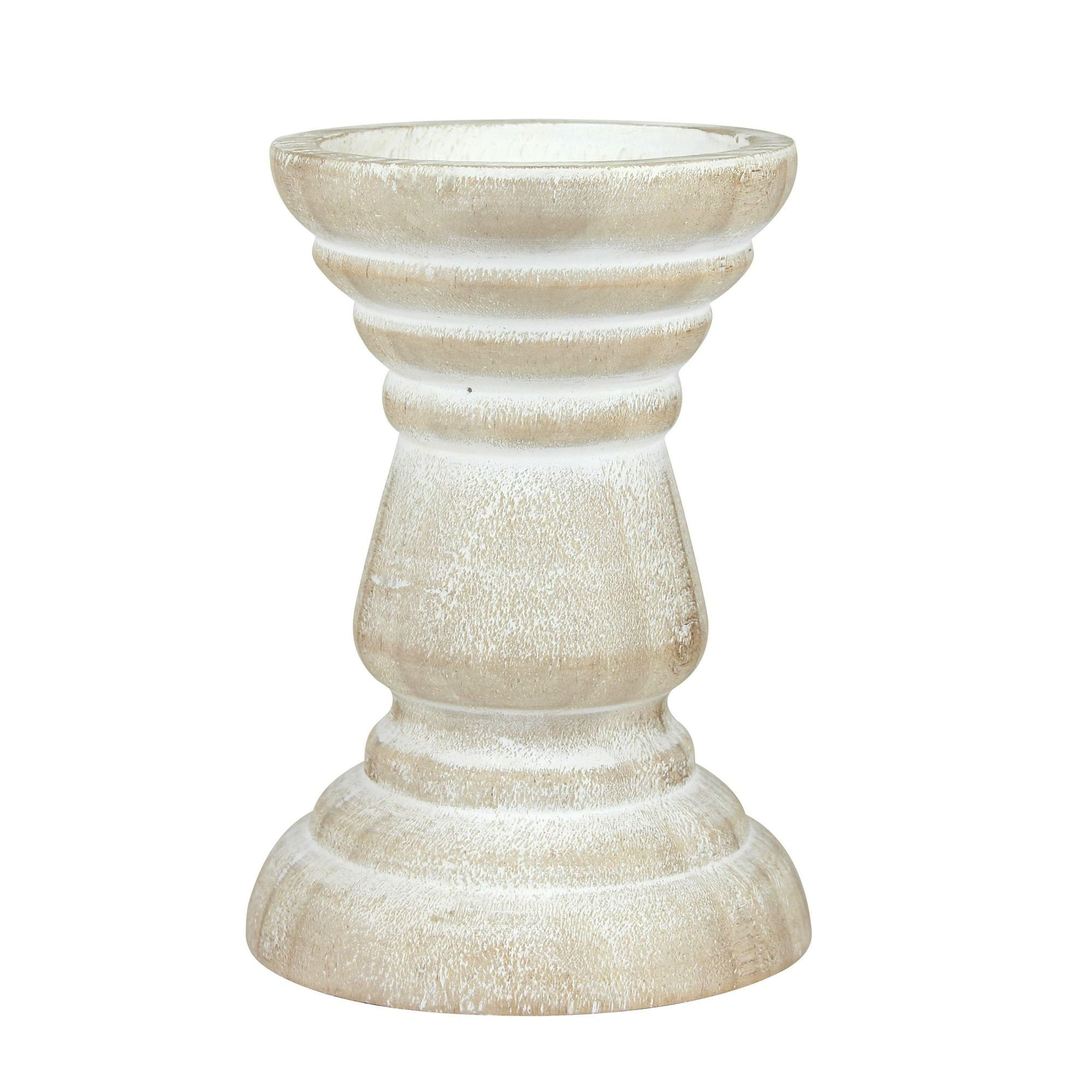 Tabletop 6" Coastal Wood Pillar Candle Holder