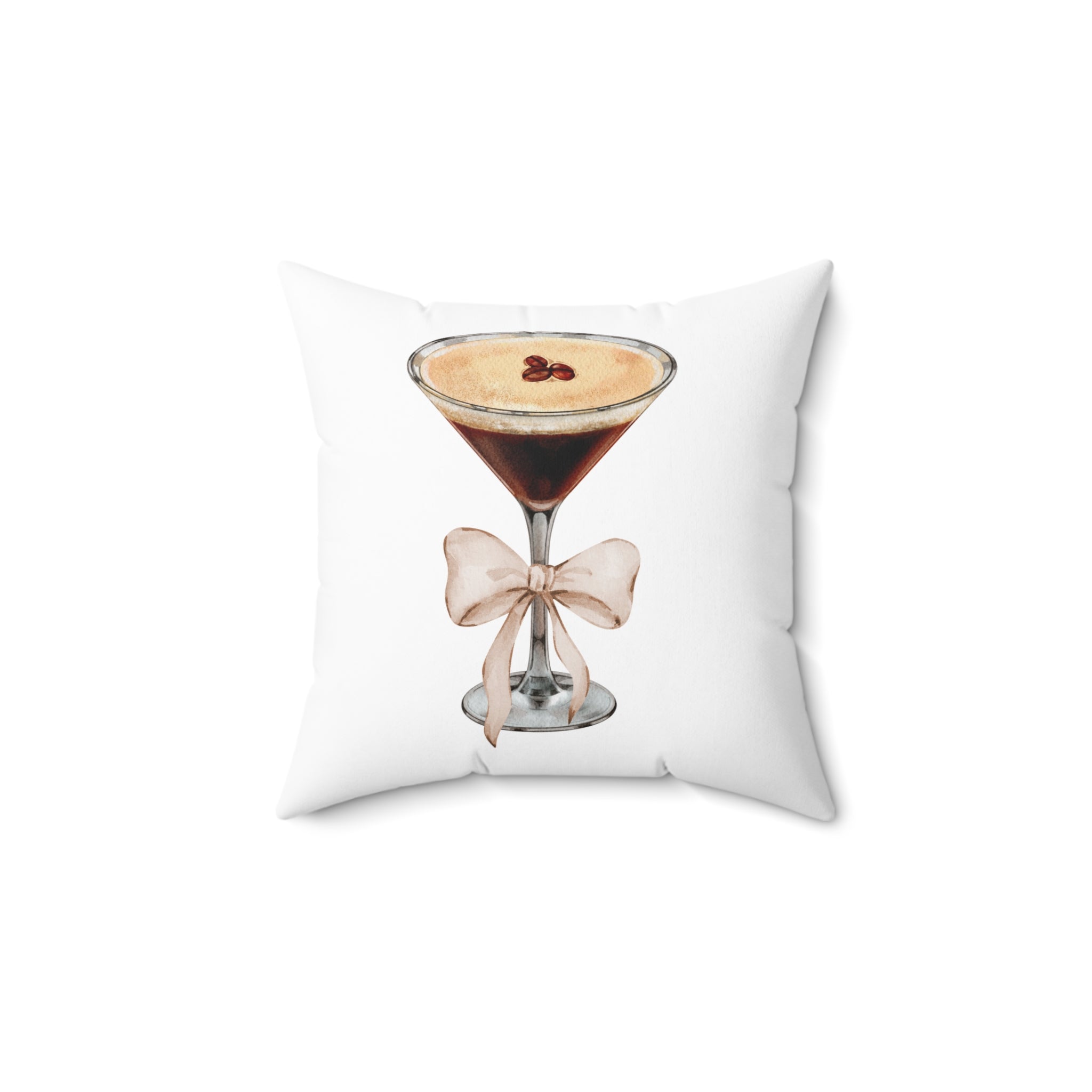 Coquette Espresso Martini Throw Pillow – Aesthetic Bar Cart Decor for Cocktail Lovers