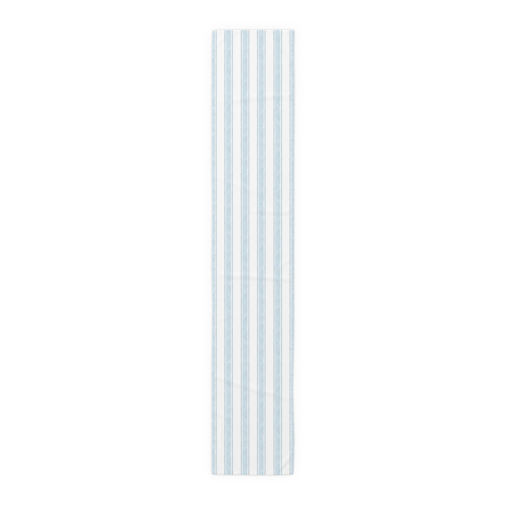 Soft Blue Striped Table Runner