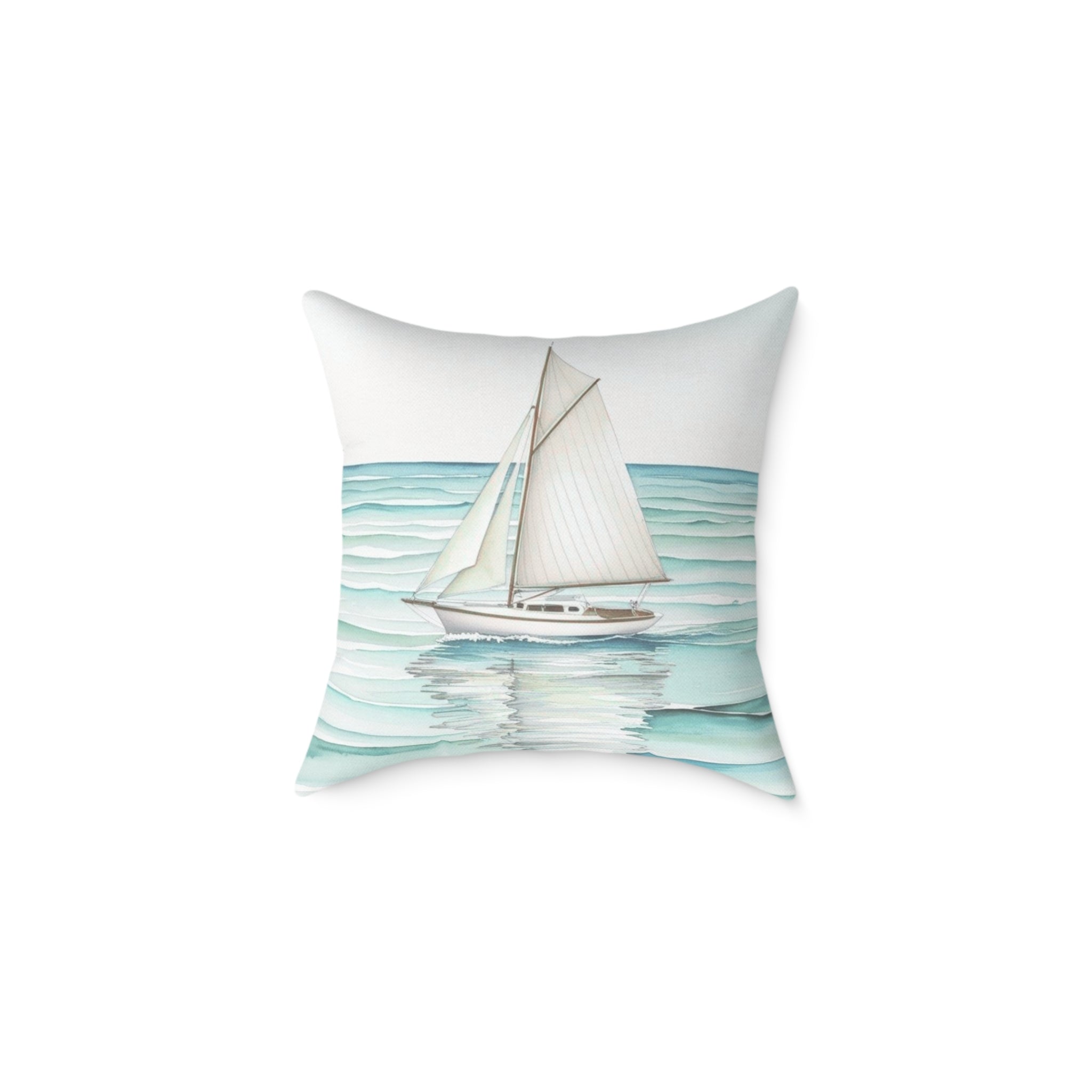 Sailboat Decorative Pillow, Nautical Home Decor, Coastal Living Room Accent, Gift for Sailor, Beach House Pillow