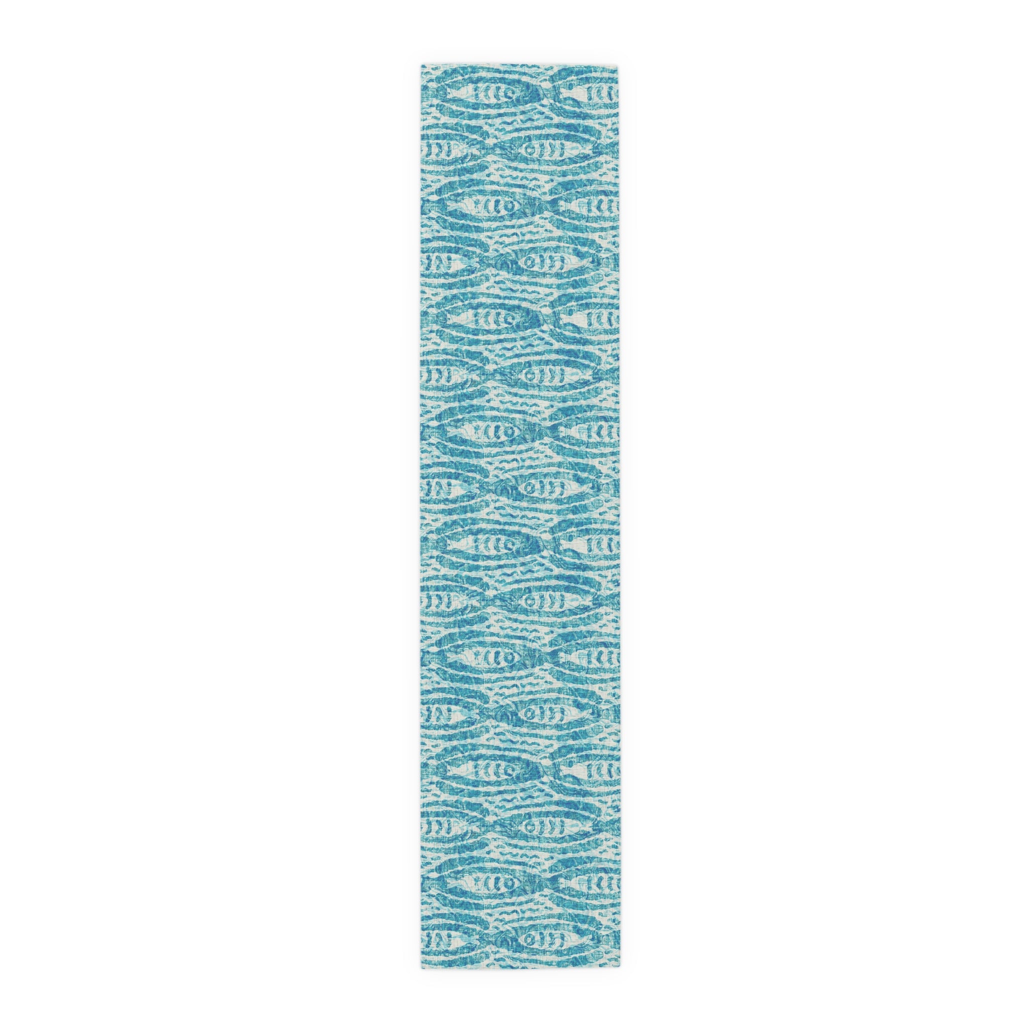 Coastal Blue Ikat Fish Table Runner