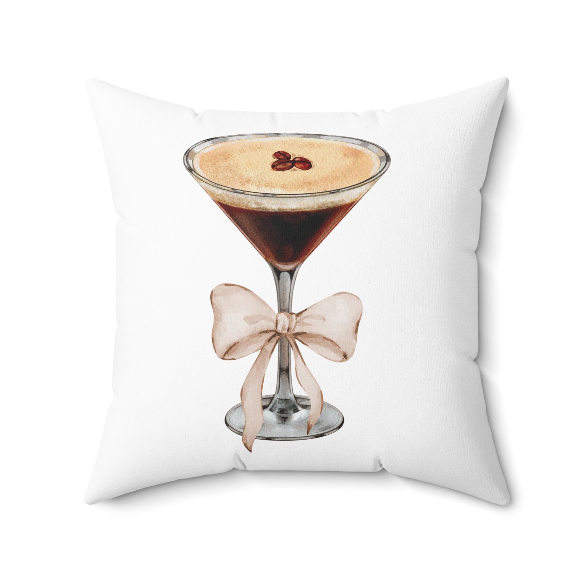 Coquette Espresso Martini Throw Pillow – Aesthetic Bar Cart Decor for Cocktail Lovers