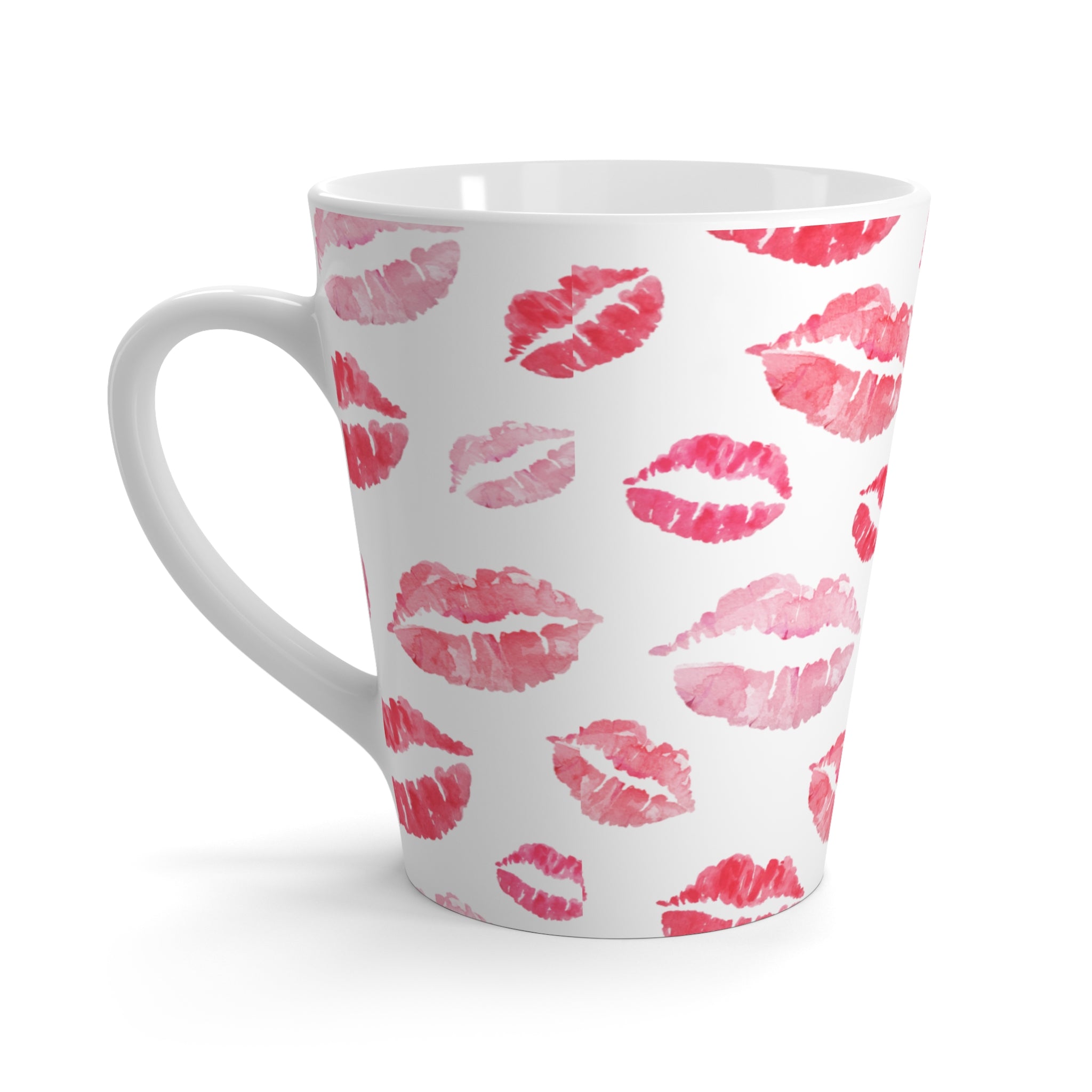 Pink Lipstick Kiss Pattern latte mug