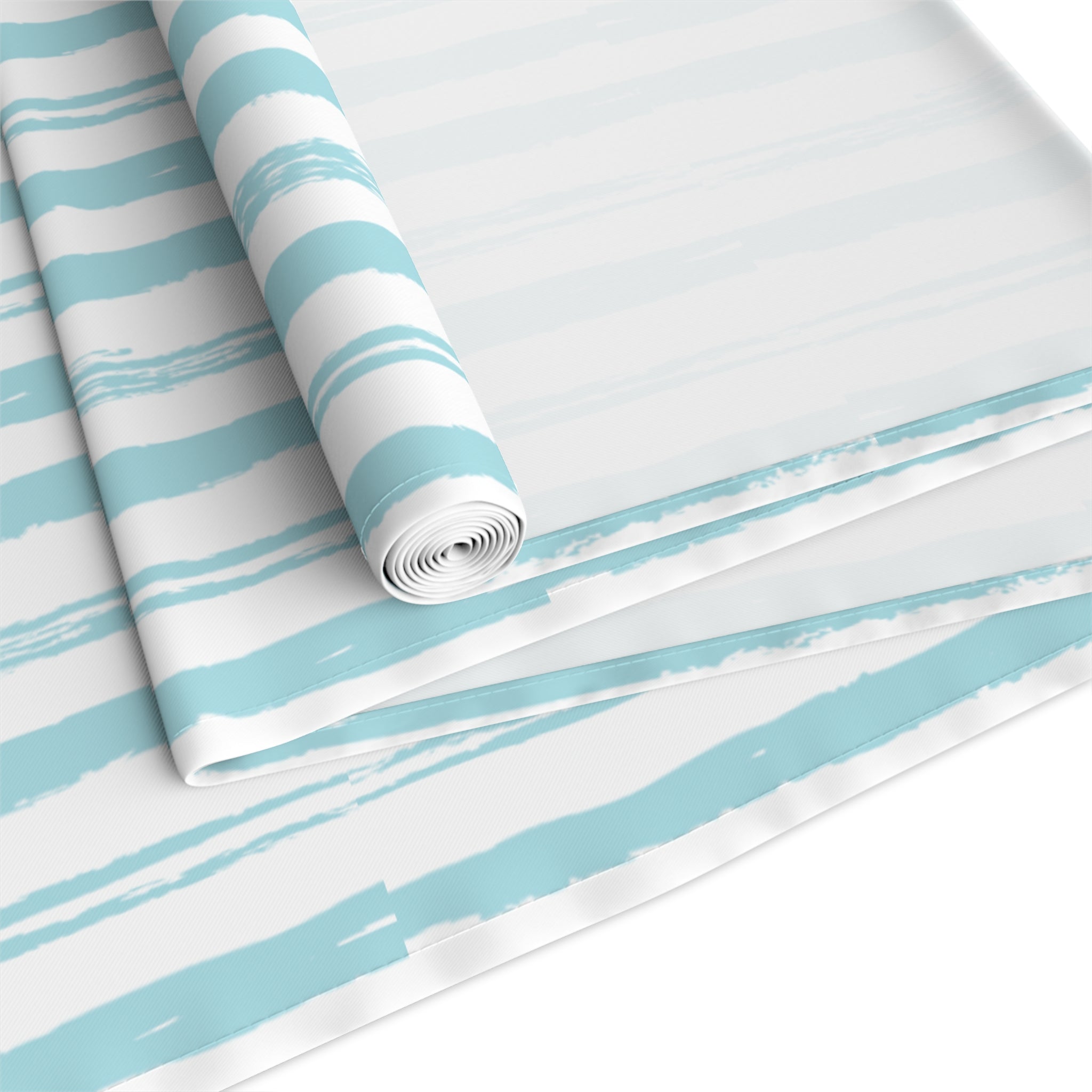 Coastal Blue Watercolor Striped Table Runner