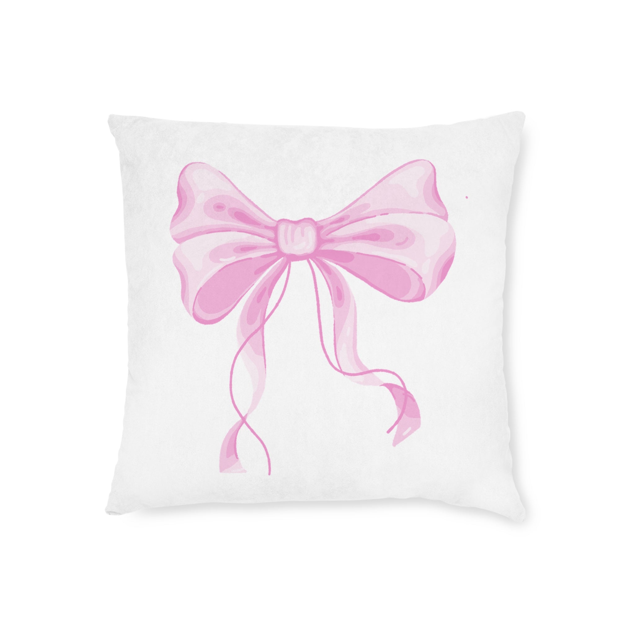 Pink Bow Decorative Square Pillow, Cute Home Decor, Gift for Her, Kids Room Decoration, Birthday Gift, Cozy Throw Cushion