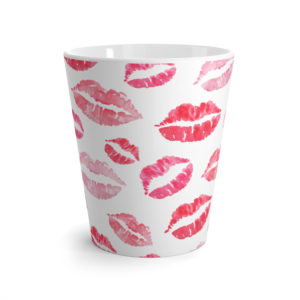 Pink Lipstick Kiss Pattern latte mug