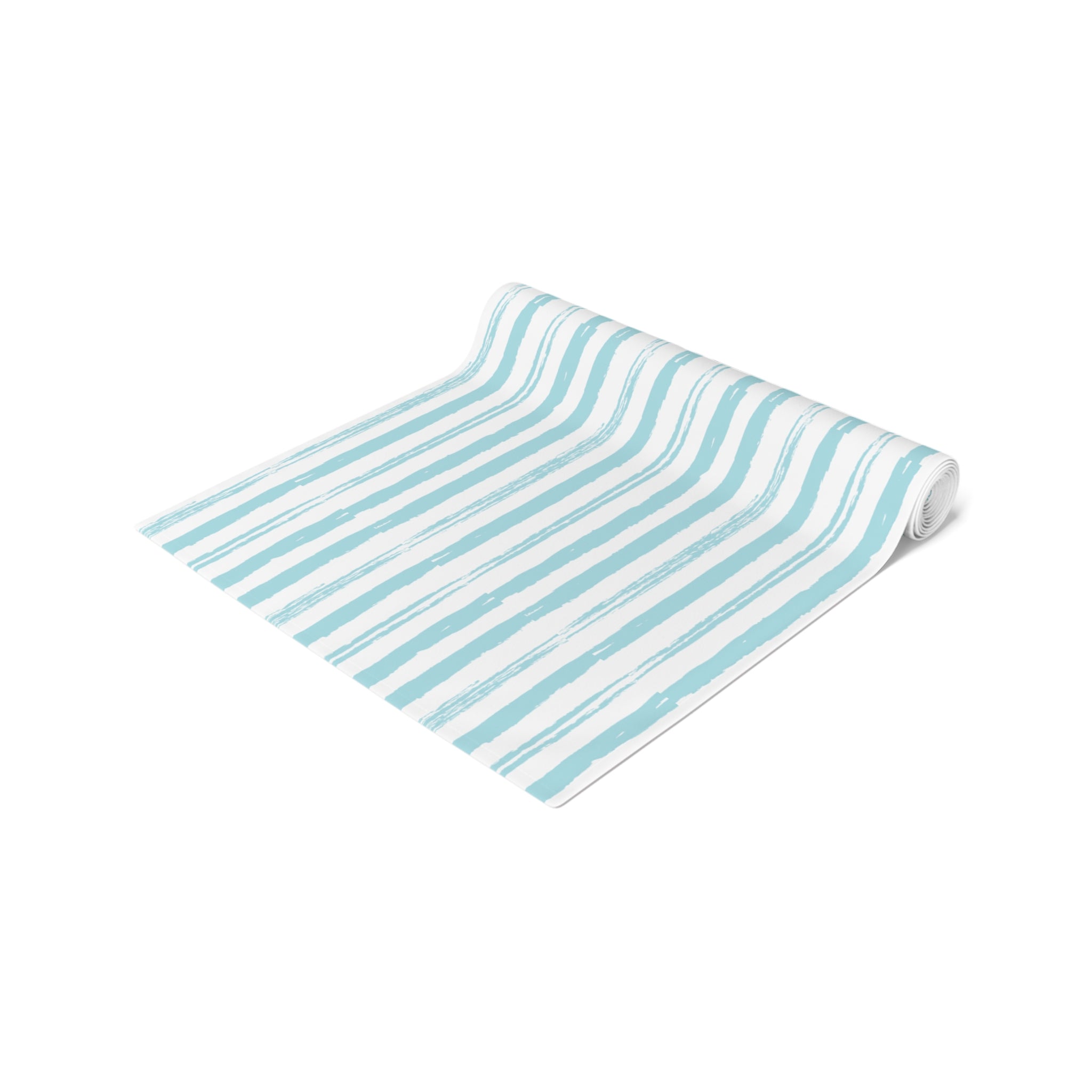Coastal Blue Watercolor Striped Table Runner