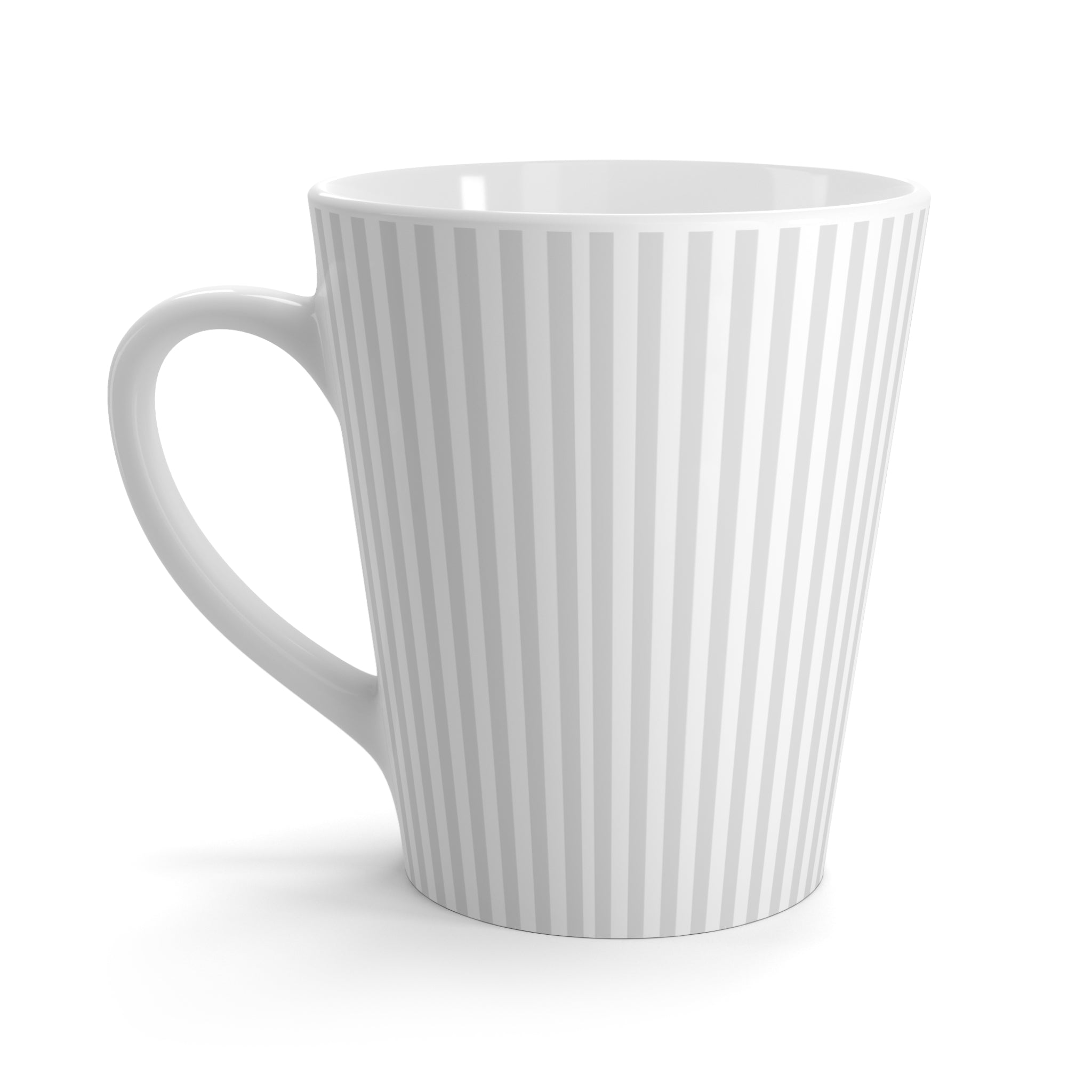 Striped Latte Mug | Vertical Grey White Lines, Modern Minimal Ceramic