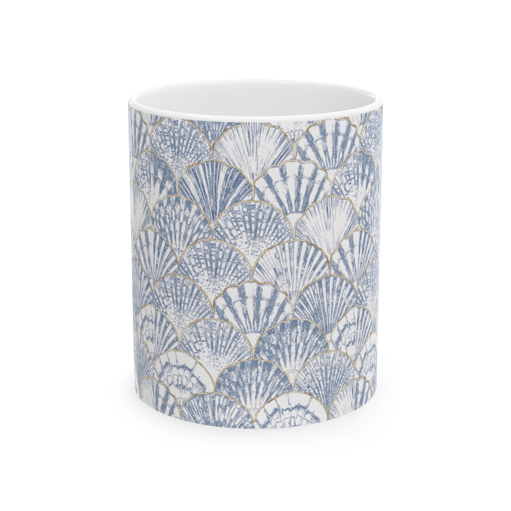 Blue Seashell Pattern Ceramic Mug