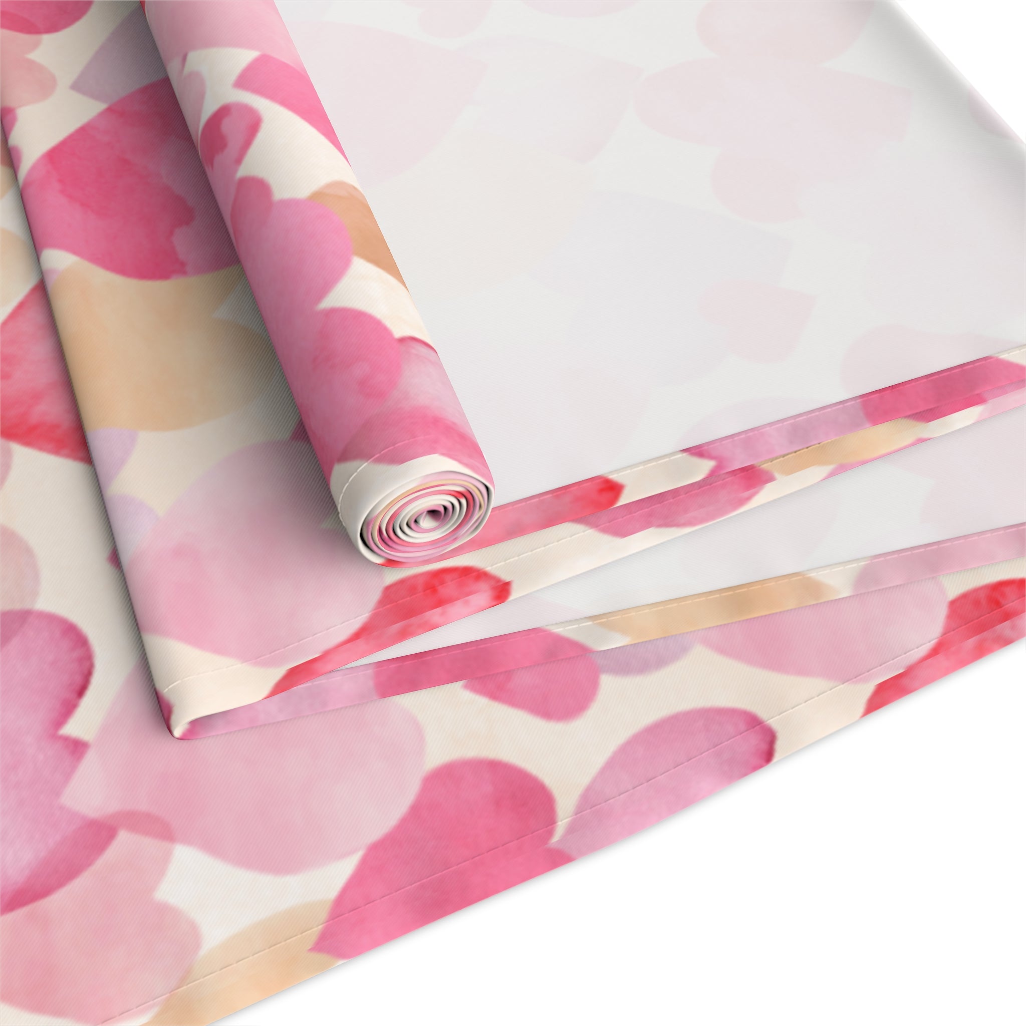 Pink Valentines Day Heart Table Runner