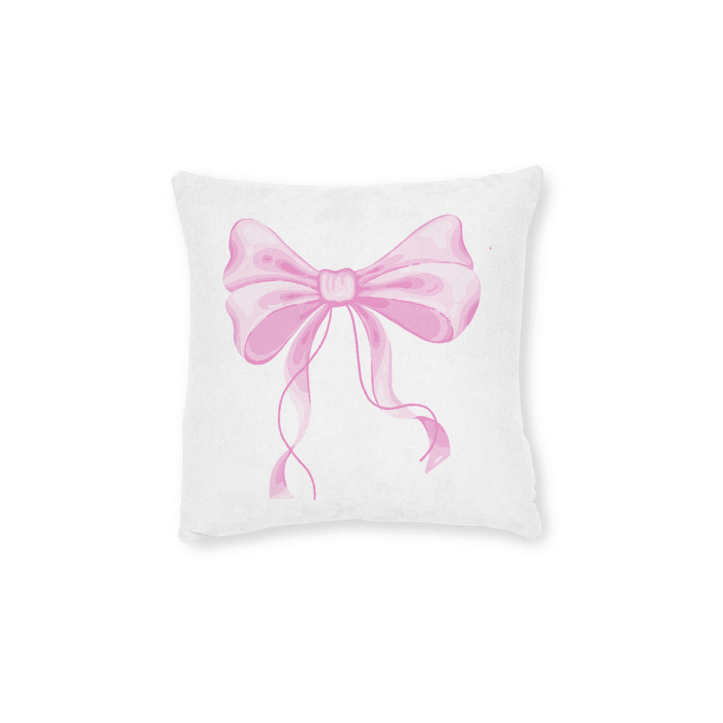 Pink Bow Decorative Square Pillow, Cute Home Decor, Gift for Her, Kids Room Decoration, Birthday Gift, Cozy Throw Cushion