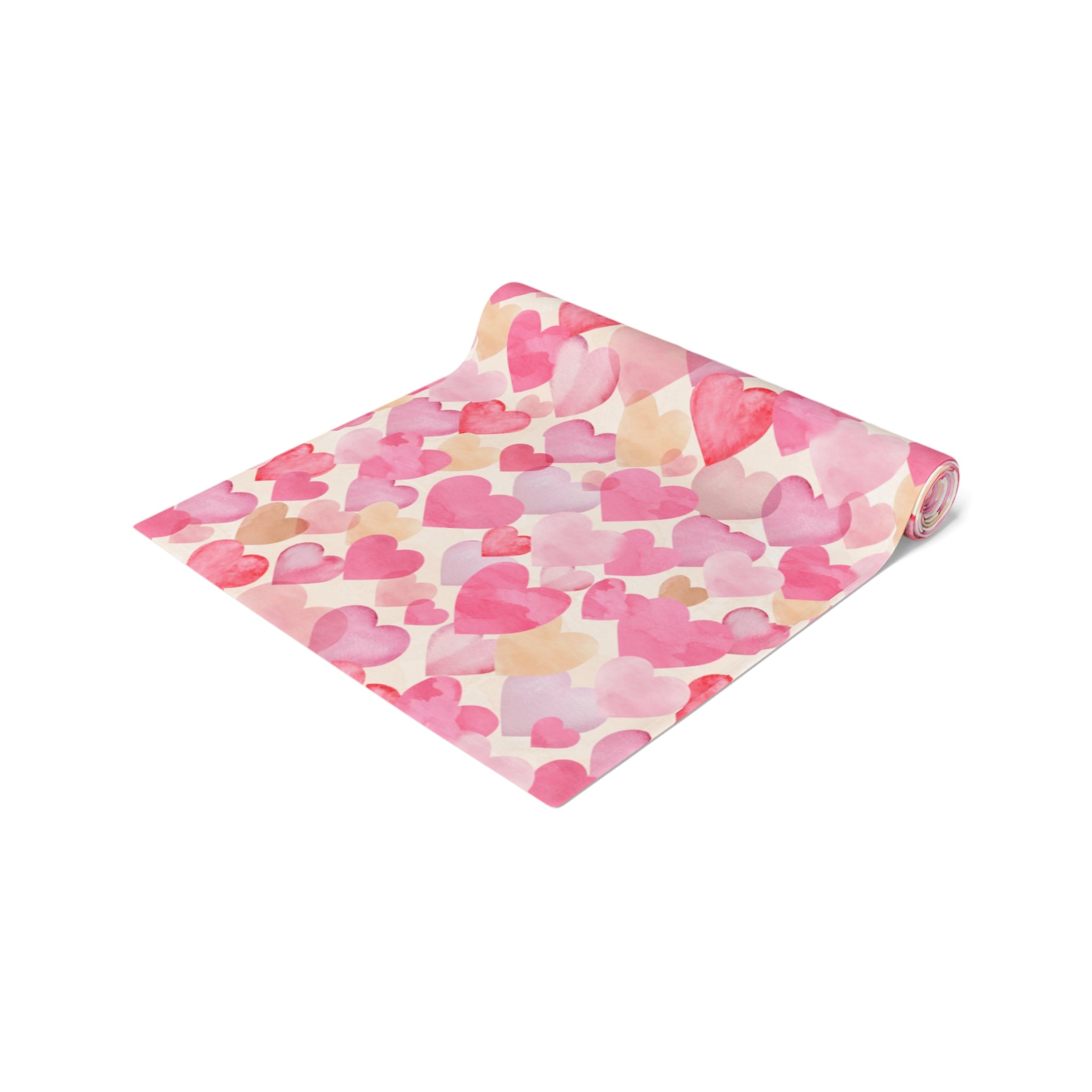 Pink Valentines Day Heart Table Runner
