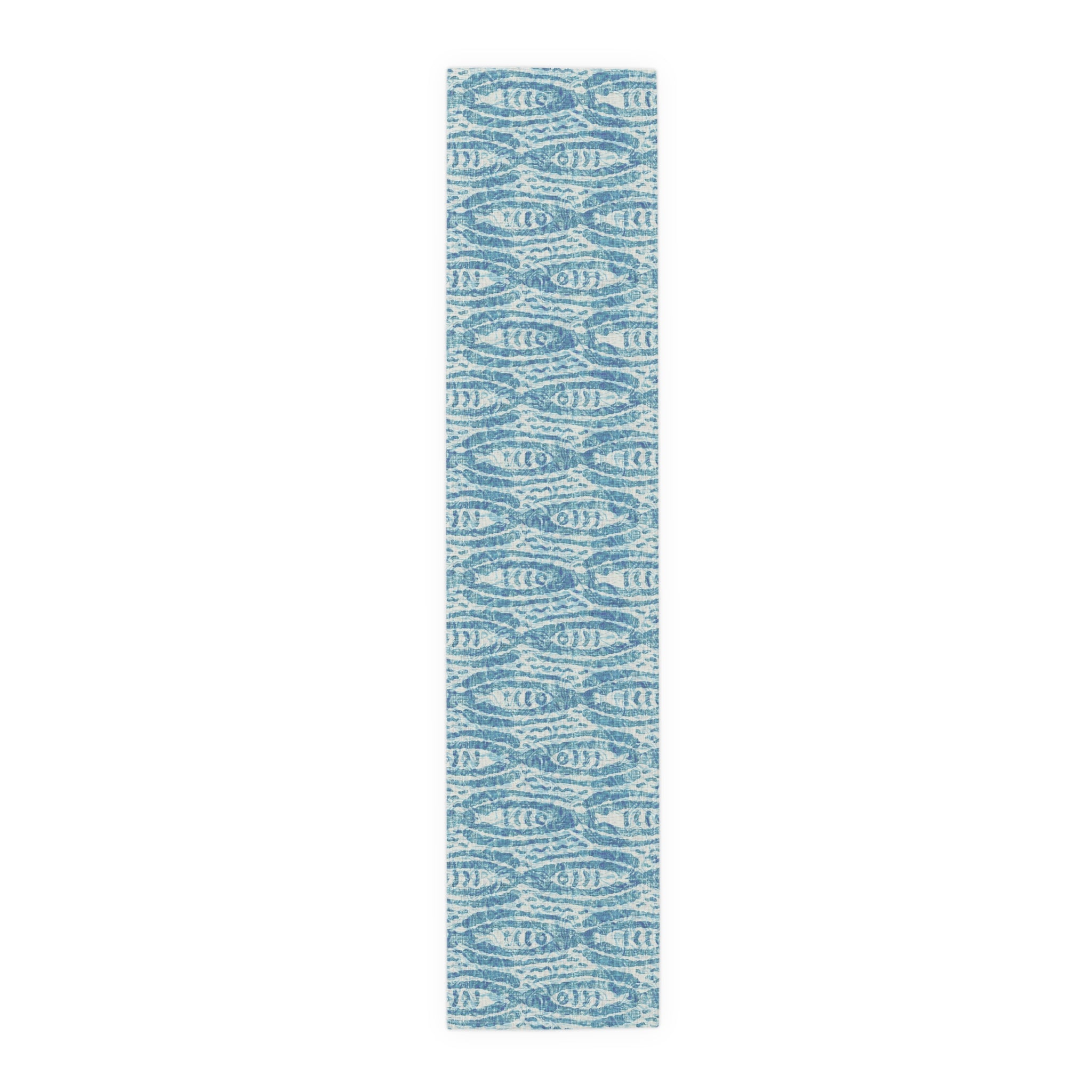 Coastal Blue Ikat Fish Table Runner