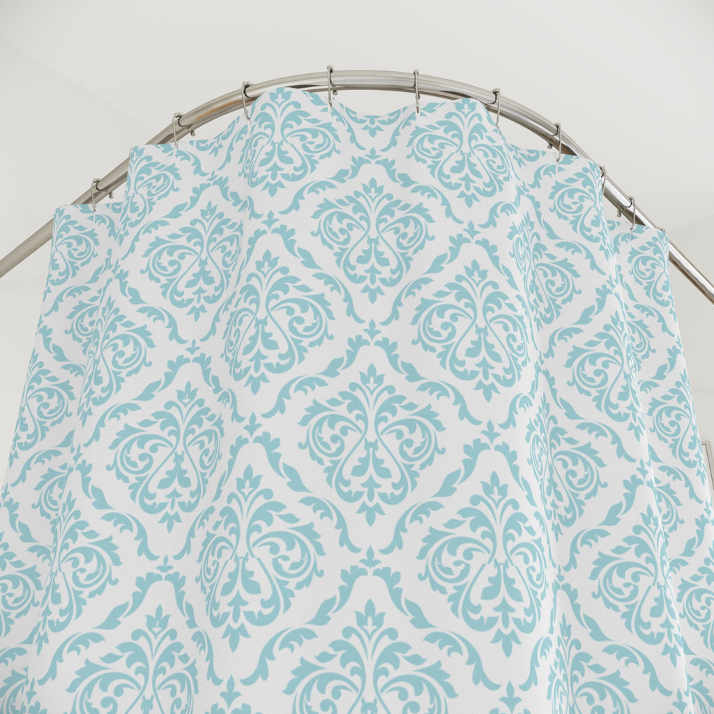 Elegant Blue Damask Shower Curtain | Chic Bathroom Decor, Luxury Home Accessory, Wedding Gift, Bathroom Makeover