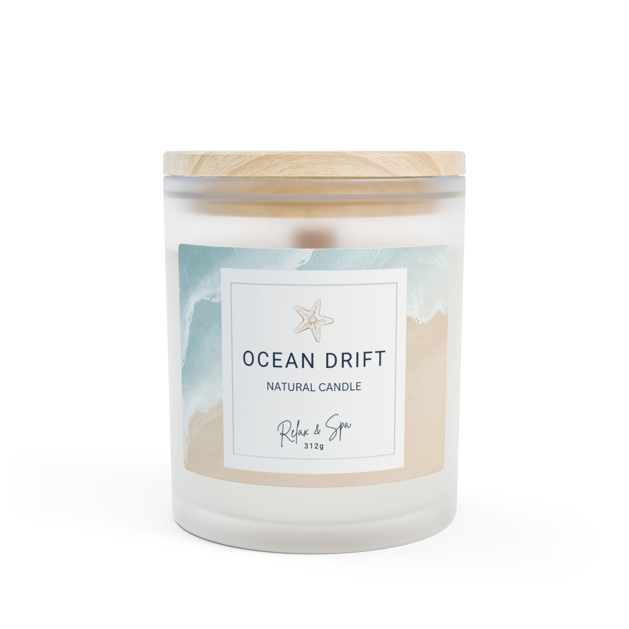 Ocean Drift Natural Candle - Frosted Glass, Relaxing Home Decor, Perfect Gift for Spa, Weddings, Serenity, Aromatherapy