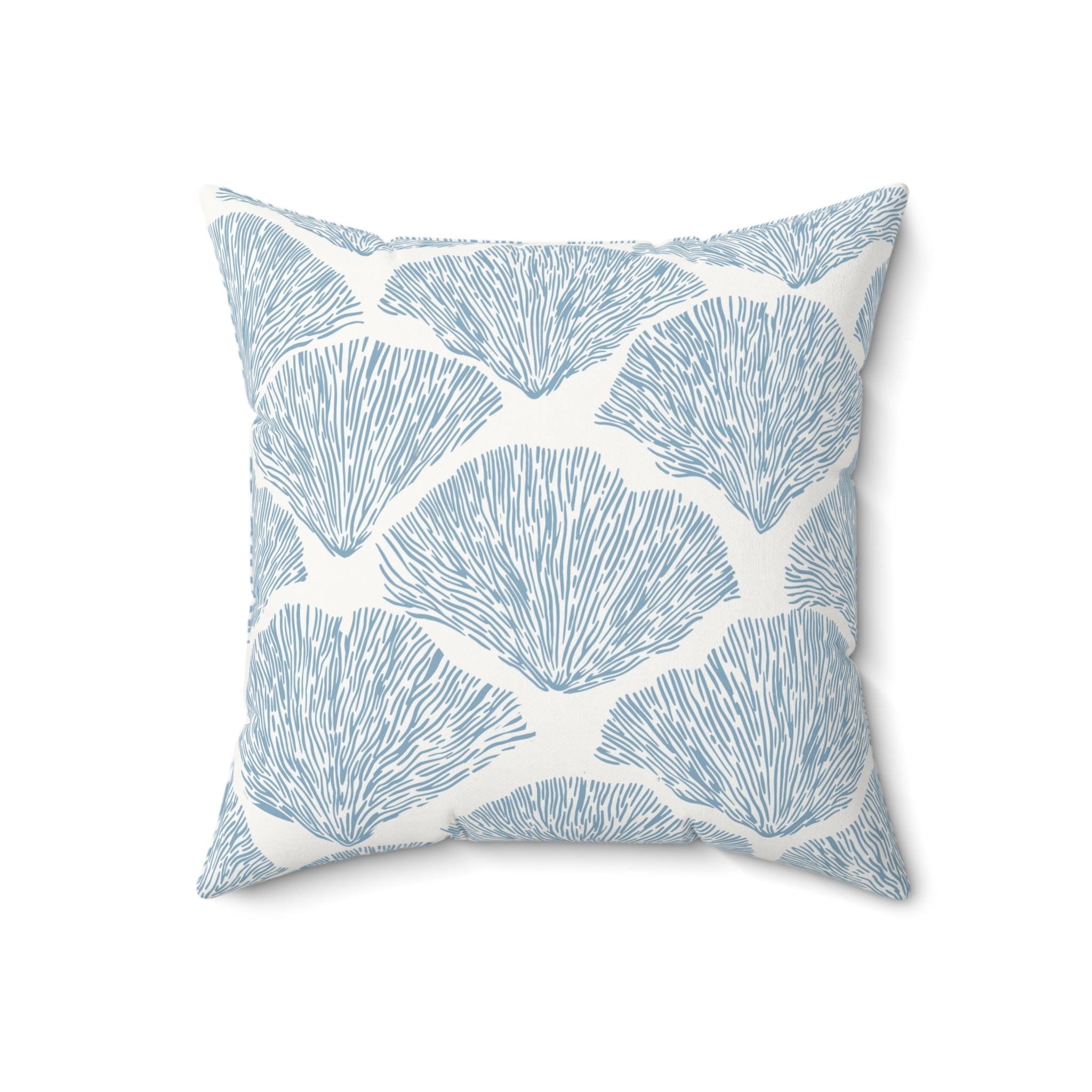 Coastal Blue Shell Pattern Throw Pillow