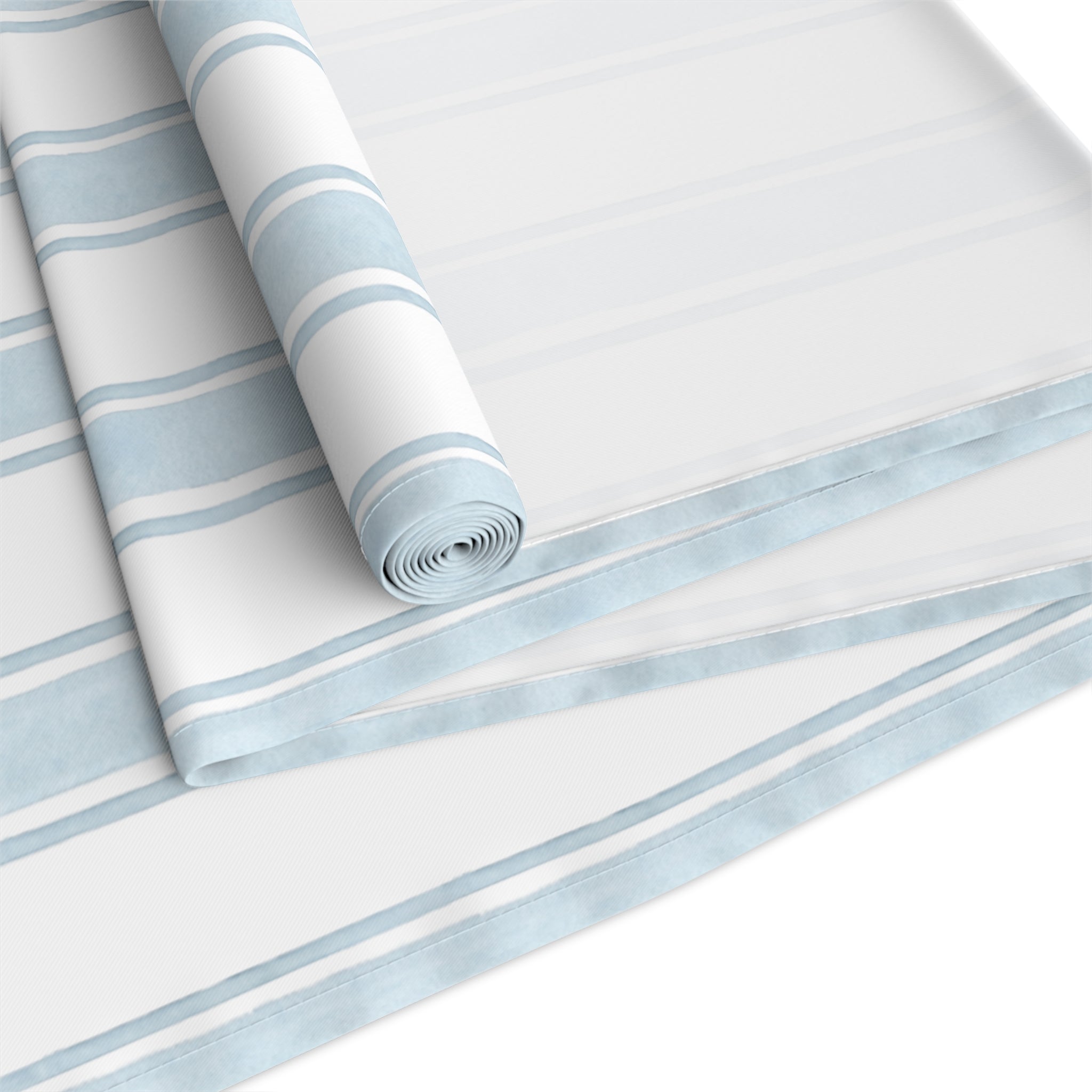Soft Blue Striped Table Runner