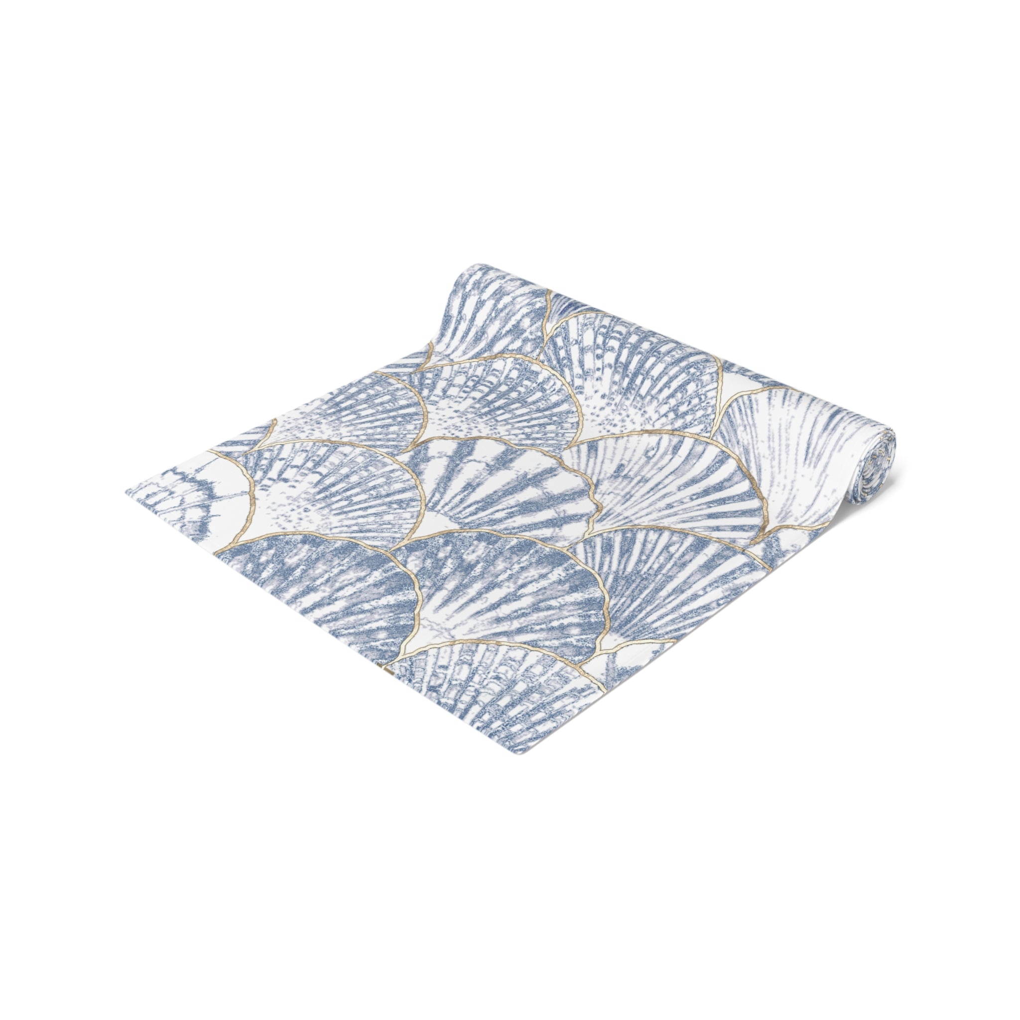Coastal Navy Blue Seashell Table Runner