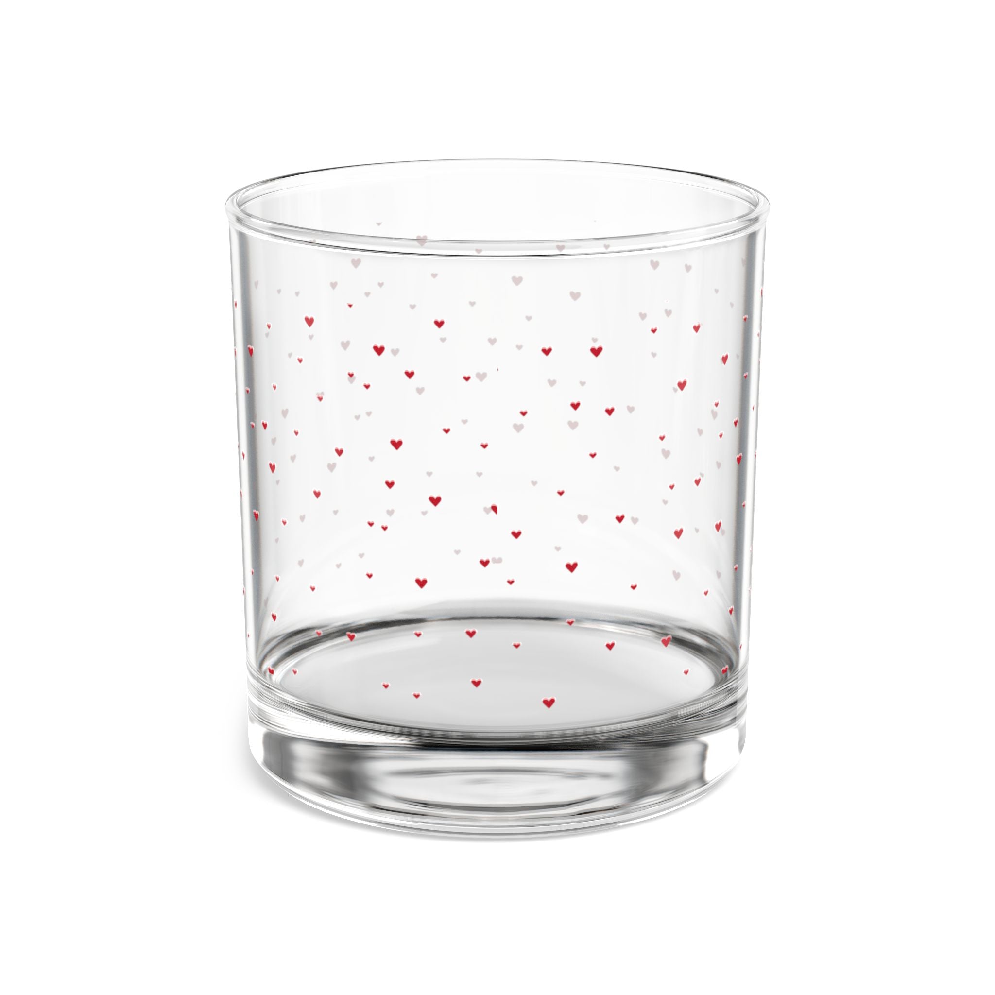 10oz Confetti Heart Rocks Glass — Dotted Pink Heart Whiskey Tumbler