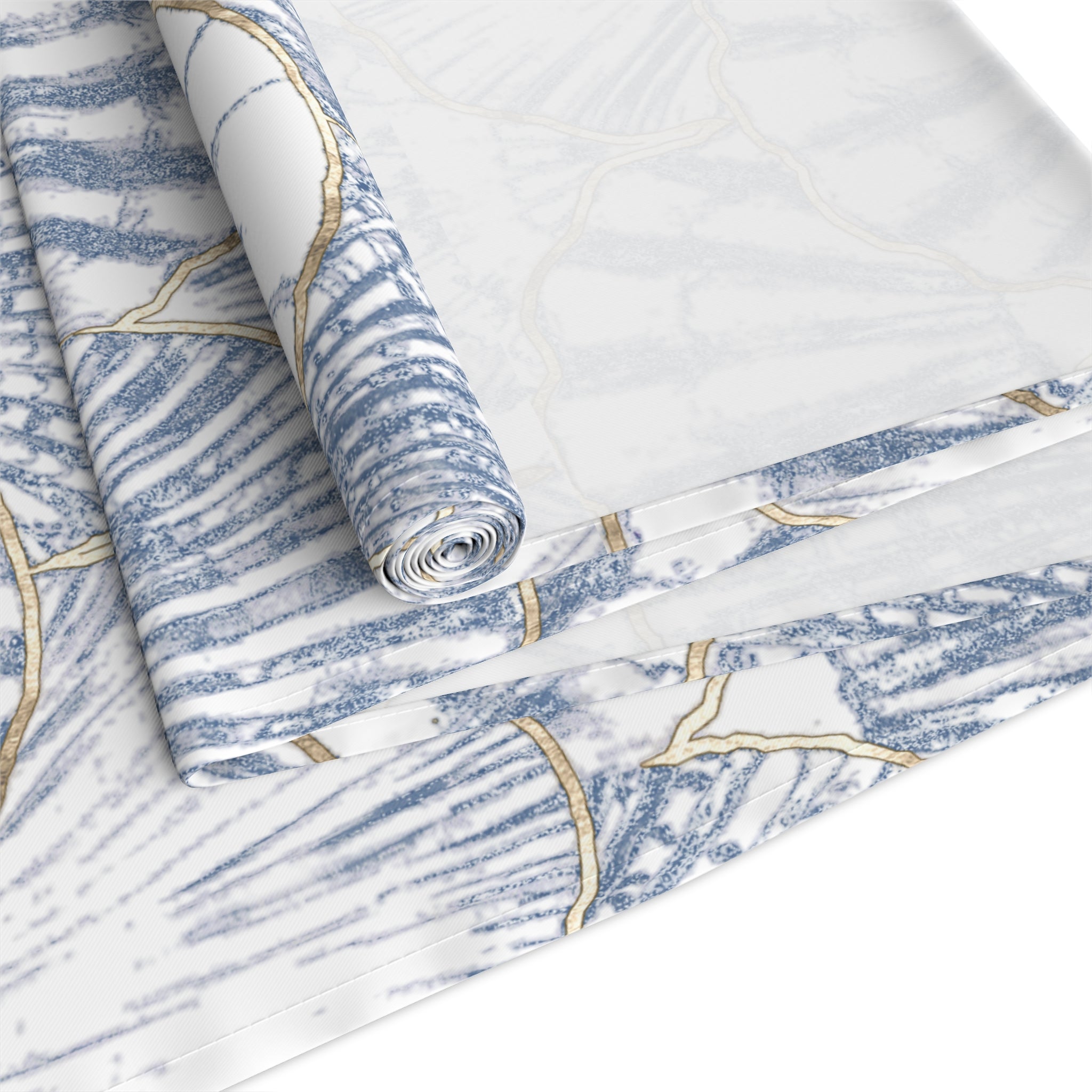 Coastal Navy Blue Seashell Table Runner