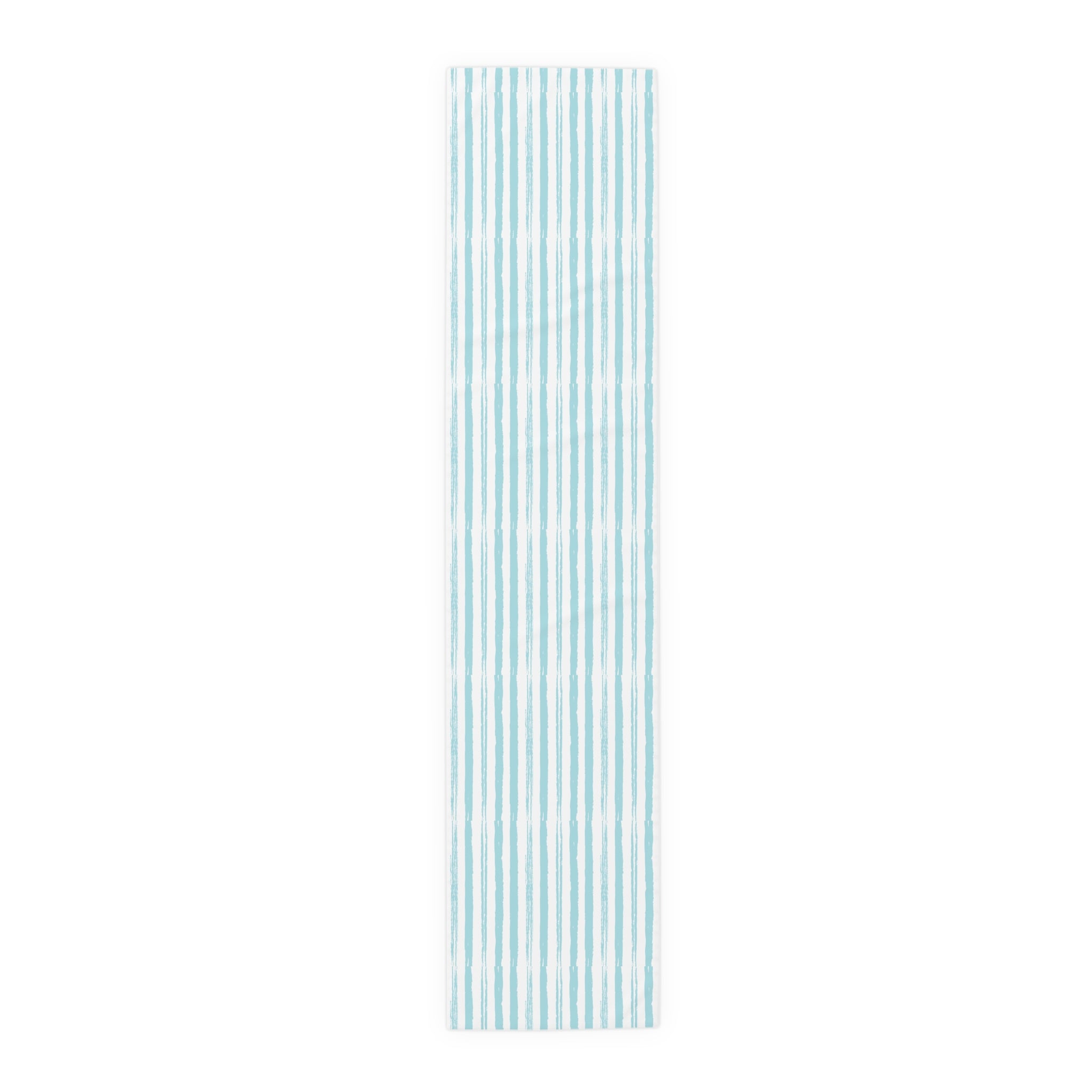 Coastal Blue Watercolor Striped Table Runner