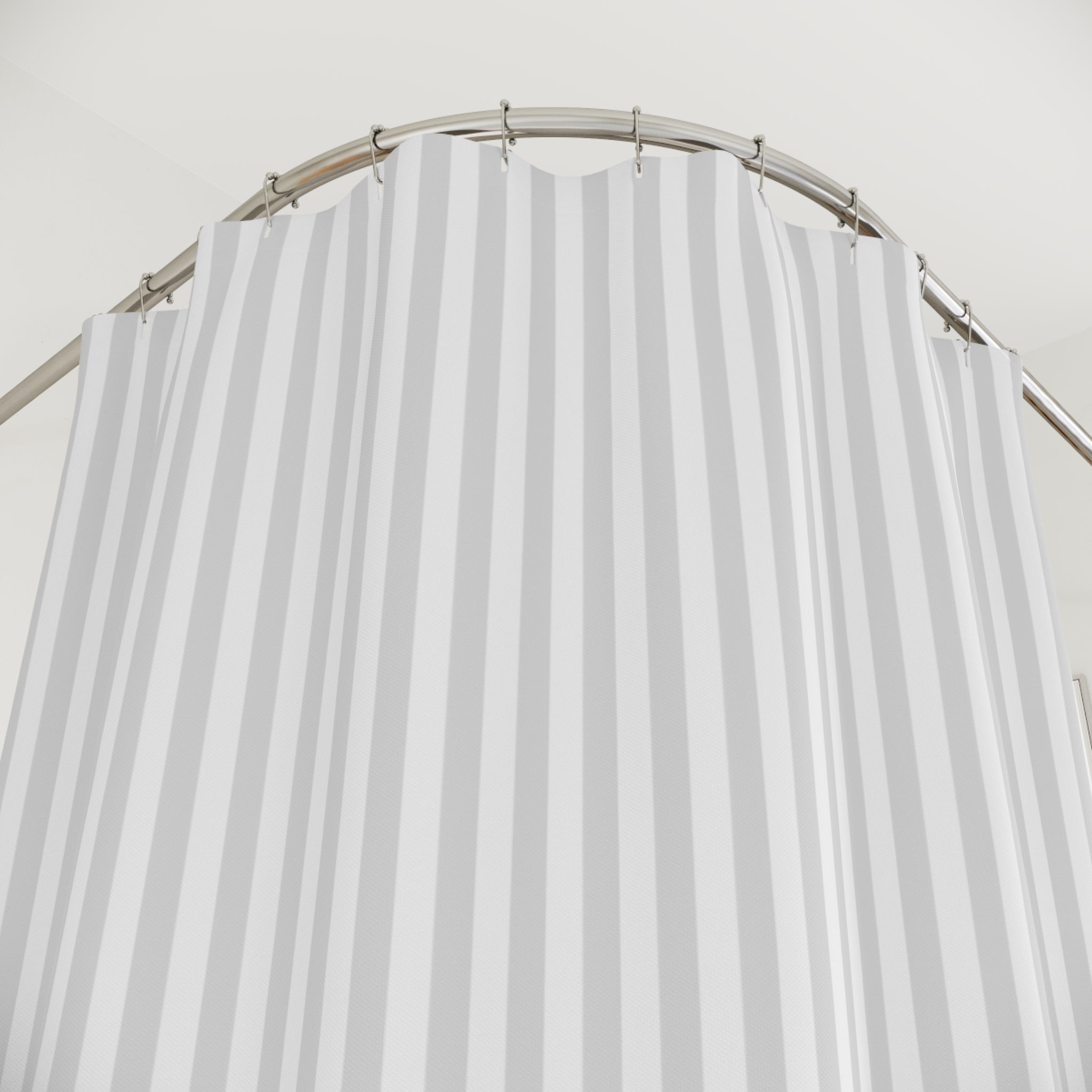 Classic White Striped Shower Curtain — Minimal Bathroom Decor