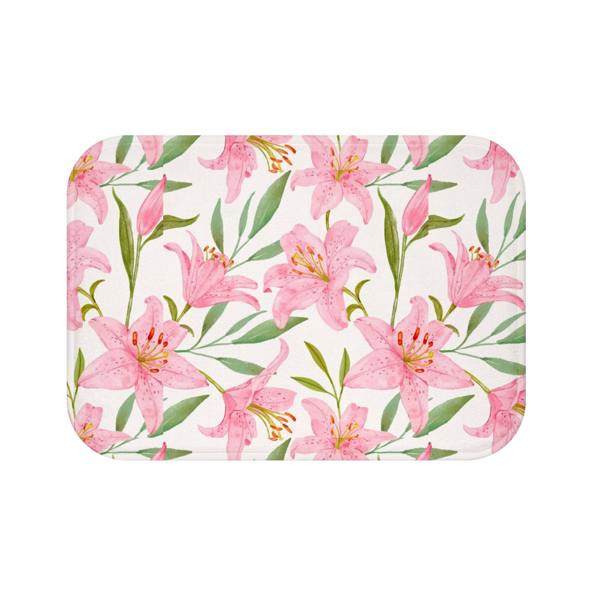 Pink Floral Non-Slip Bath Mat