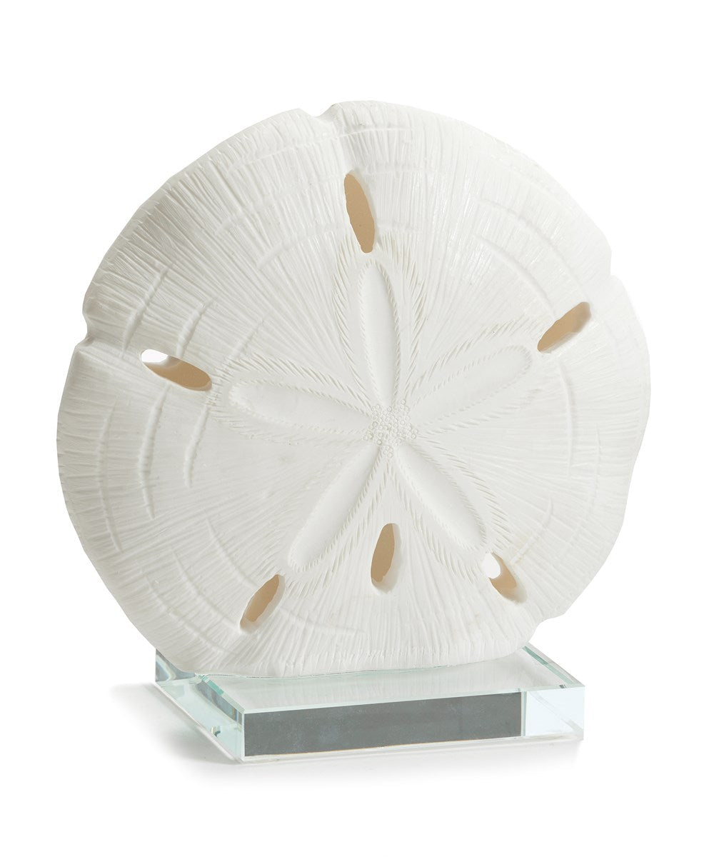 Sand Dollar Table Decor with Glass Base