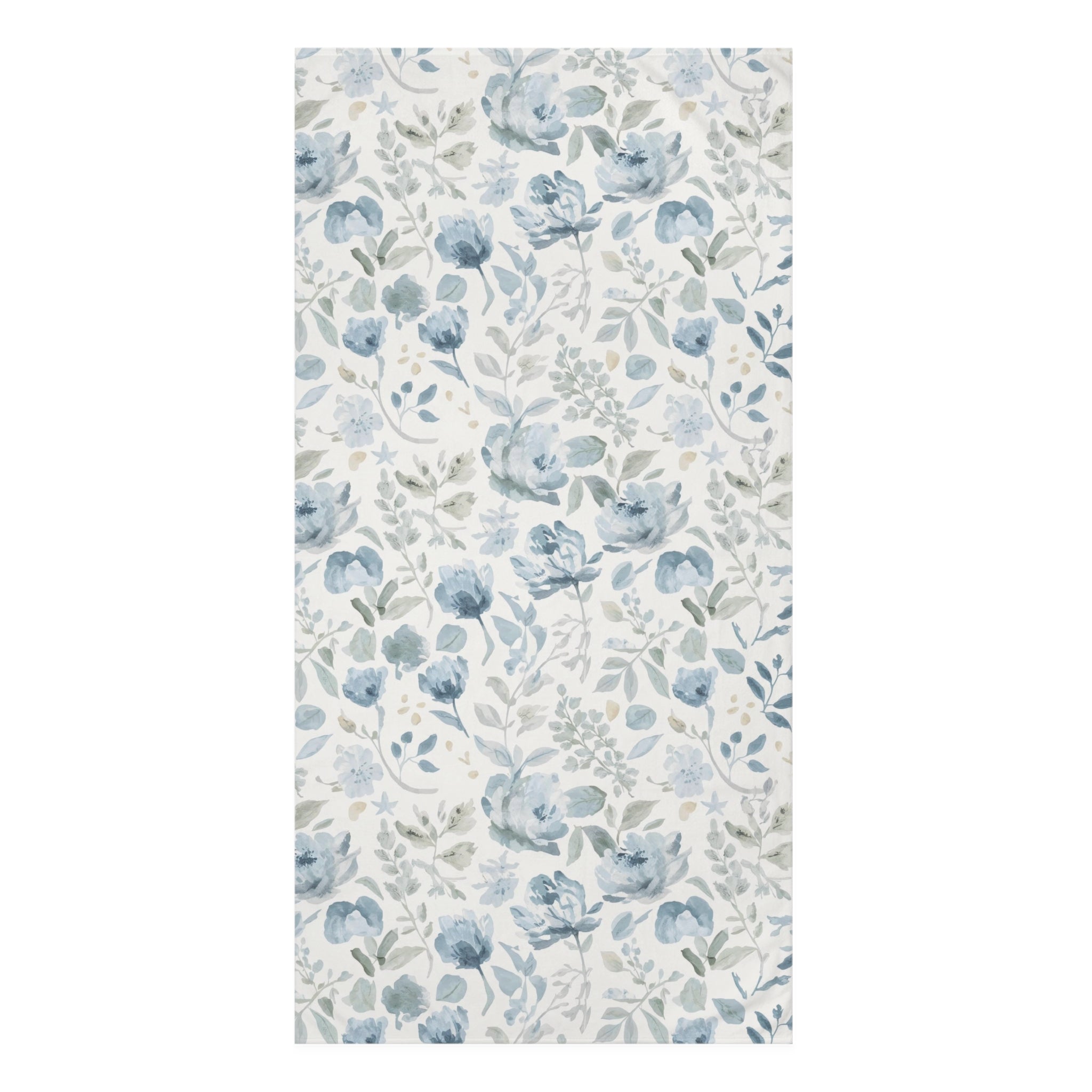 Blue Floral Cotton Bath Towel