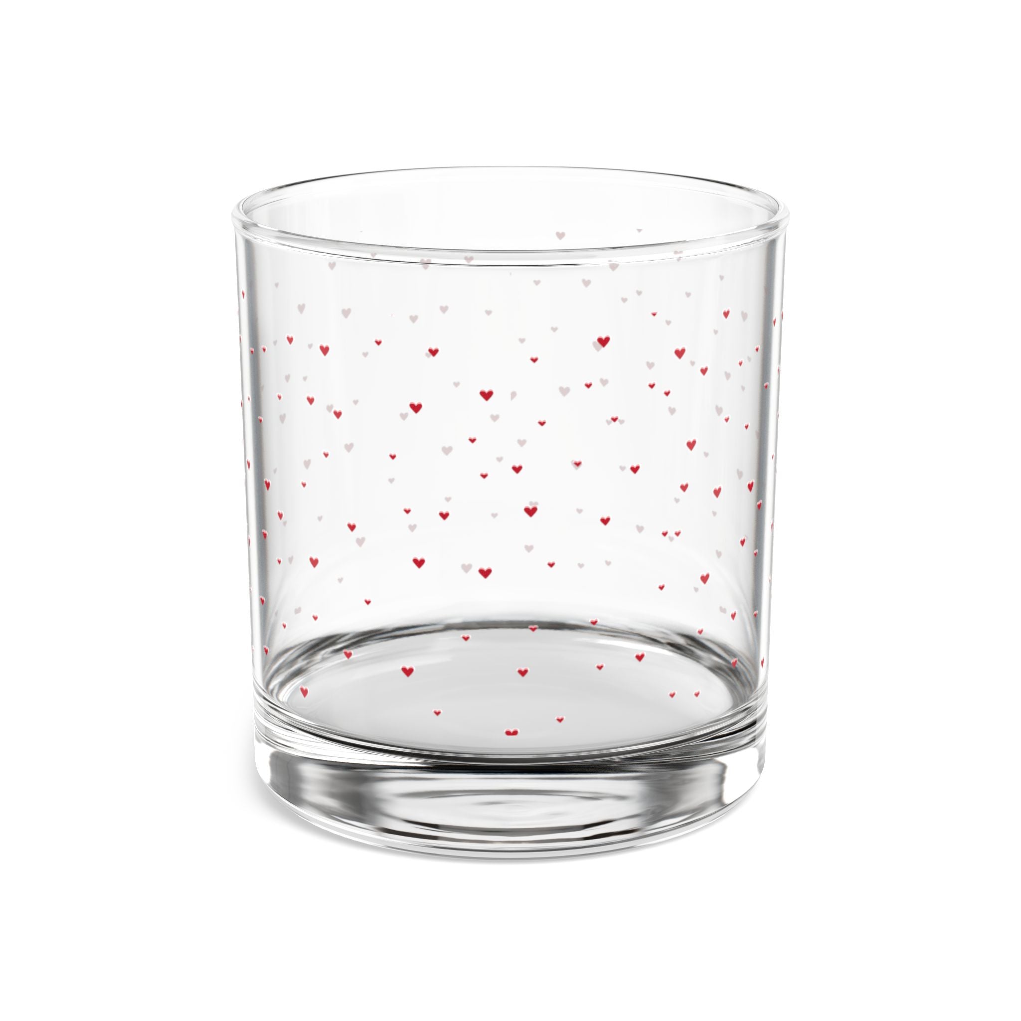 10oz Confetti Heart Rocks Glass — Dotted Pink Heart Whiskey Tumbler