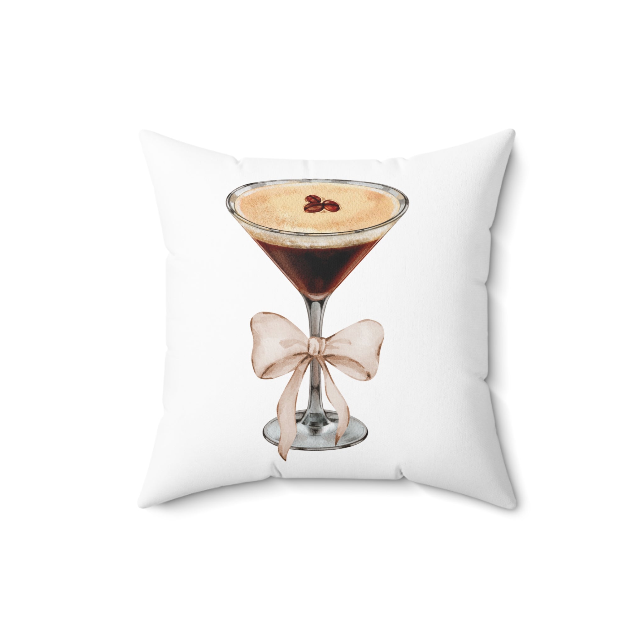 Coquette Espresso Martini Throw Pillow – Aesthetic Bar Cart Decor for Cocktail Lovers