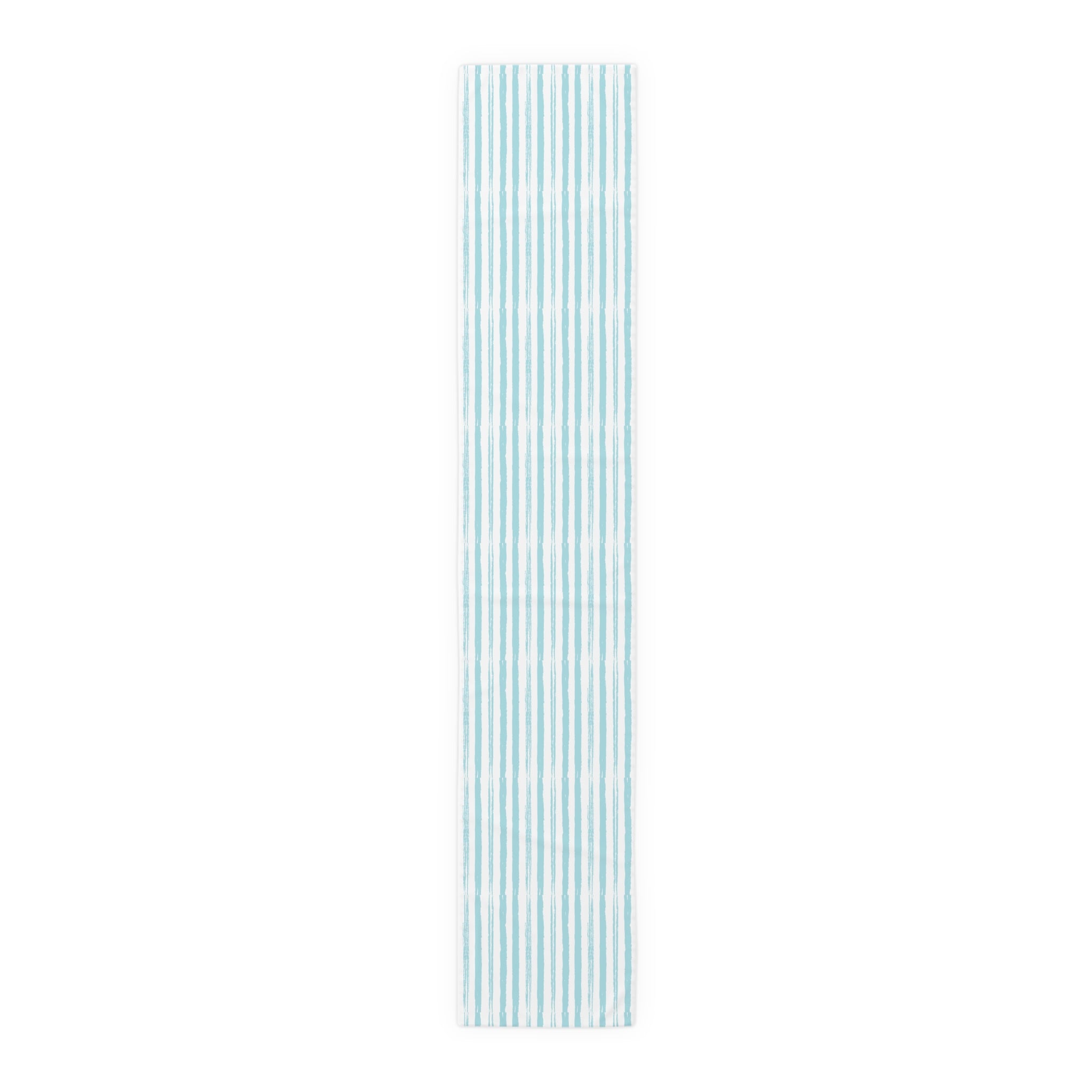 Coastal Blue Watercolor Striped Table Runner
