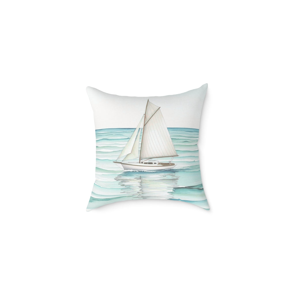 Sailboat Decorative Pillow, Nautical Home Decor, Coastal Living Room Accent, Gift for Sailor, Beach House Pillow