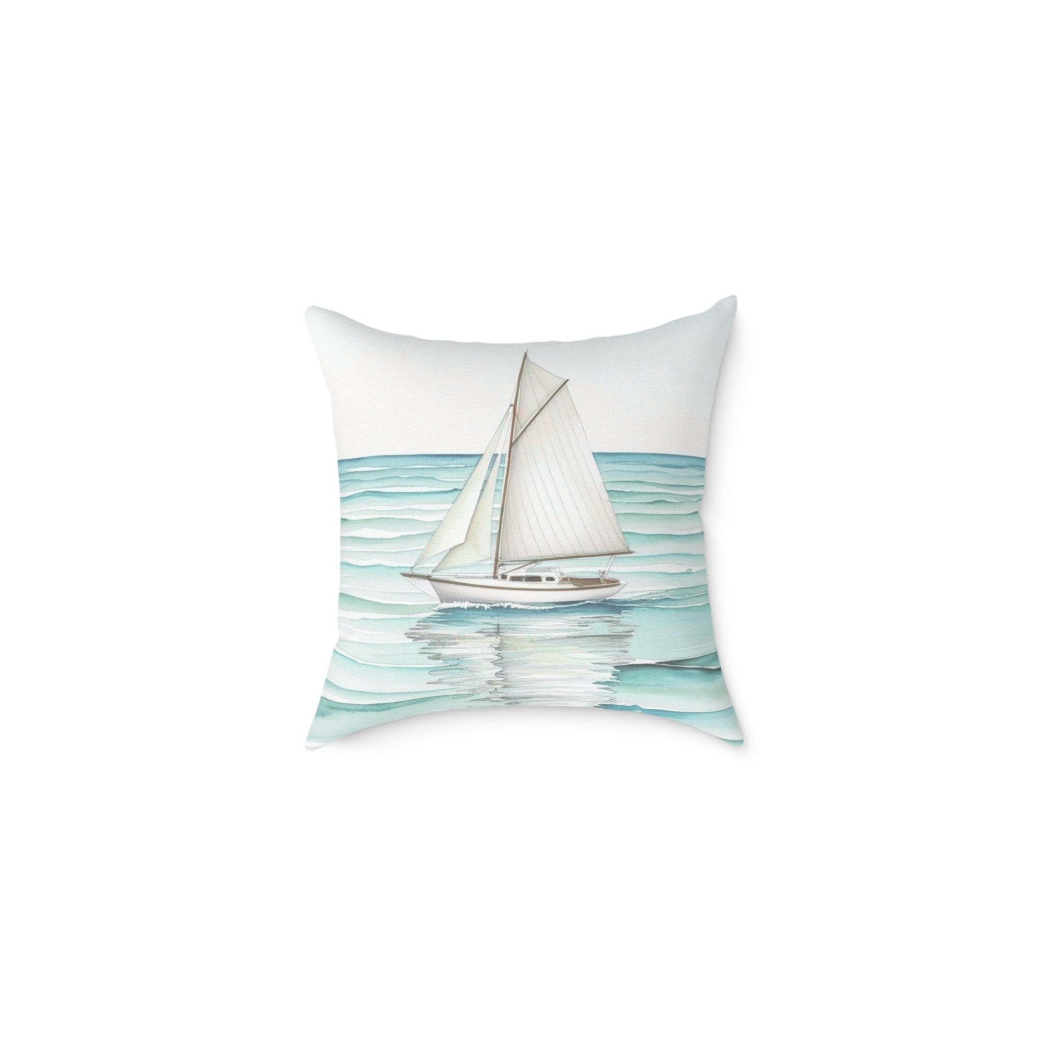 Sailboat Decorative Pillow, Nautical Home Decor, Coastal Living Room Accent, Gift for Sailor, Beach House Pillow