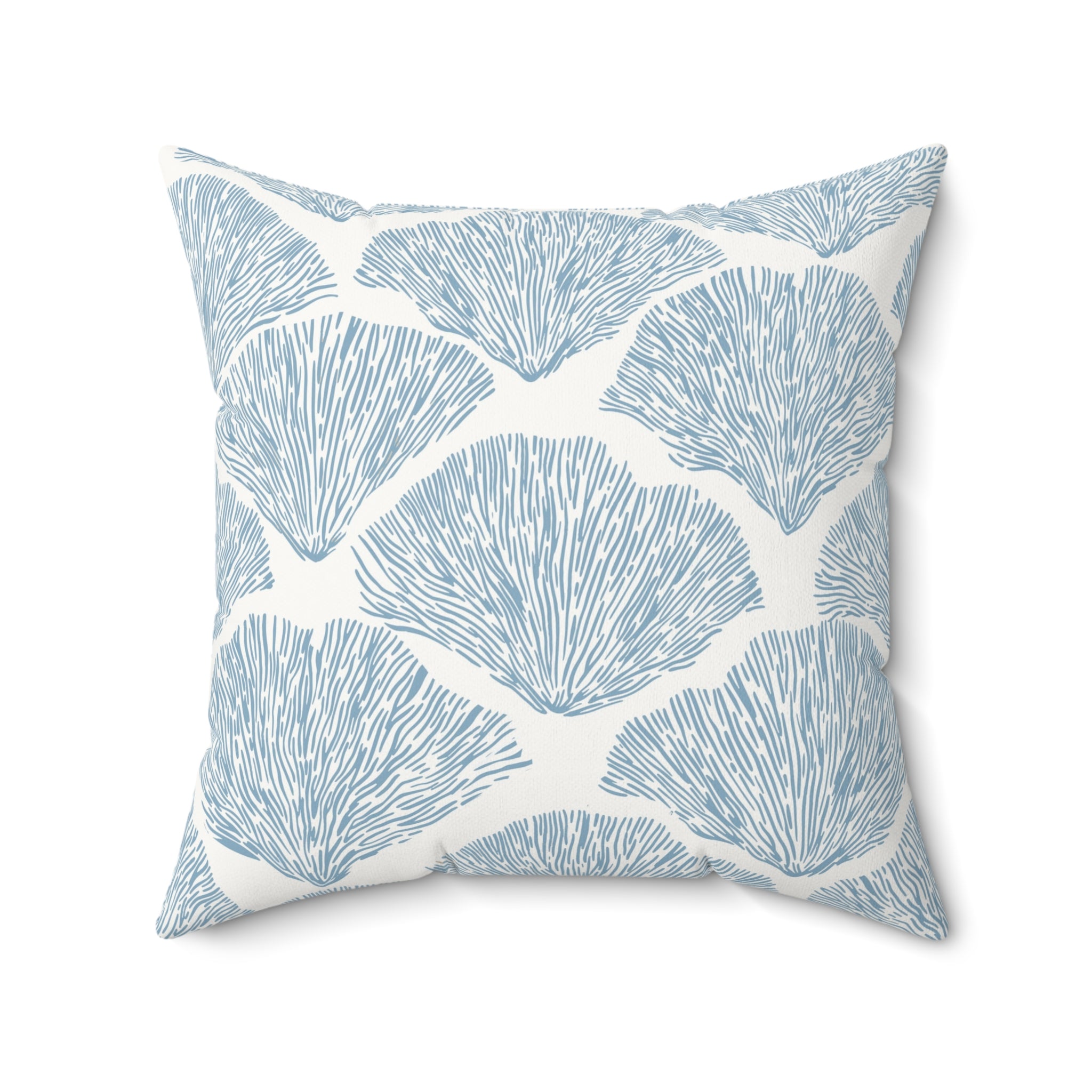 Coastal Blue Shell Pattern Throw Pillow
