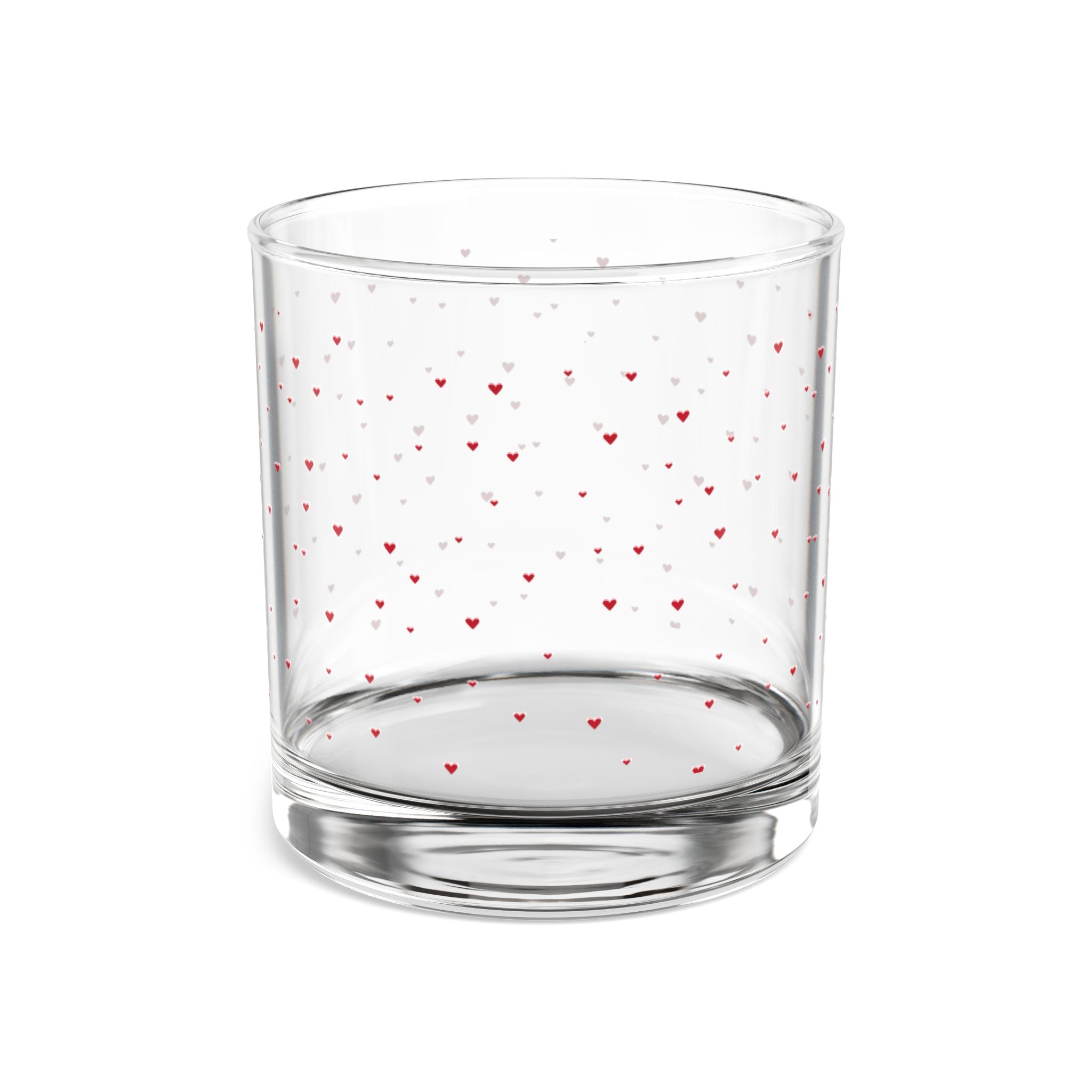 10oz Confetti Heart Rocks Glass — Dotted Pink Heart Whiskey Tumbler