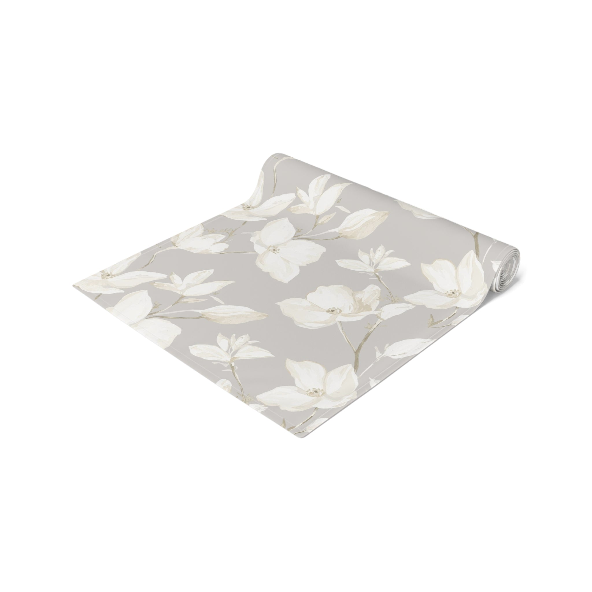 Neutral Magnolia Floral Table Runner