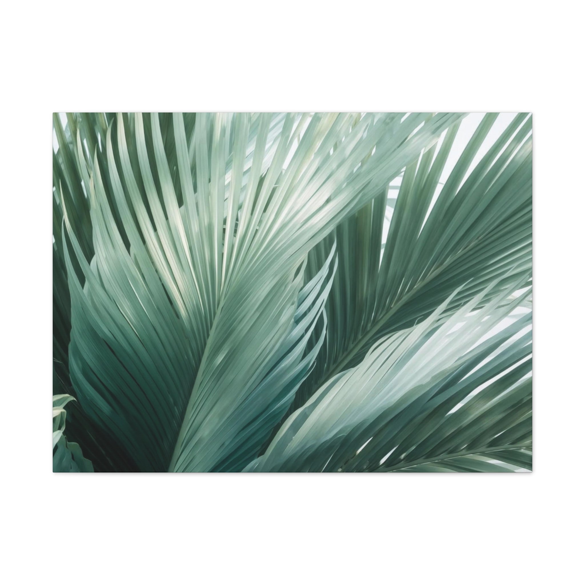 Tropical Palm Leaves Canvas | Green Botanical Wall Art