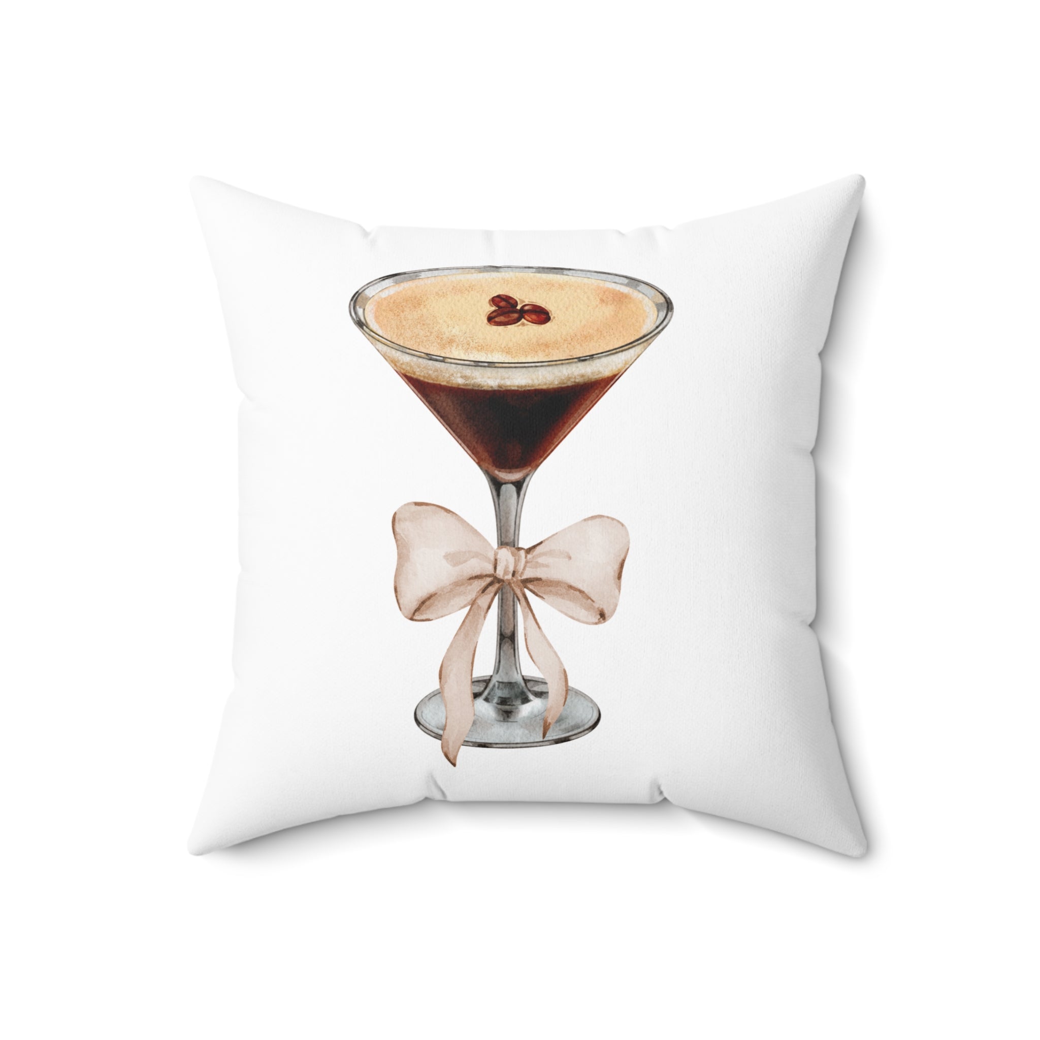 Coquette Espresso Martini Throw Pillow – Aesthetic Bar Cart Decor for Cocktail Lovers