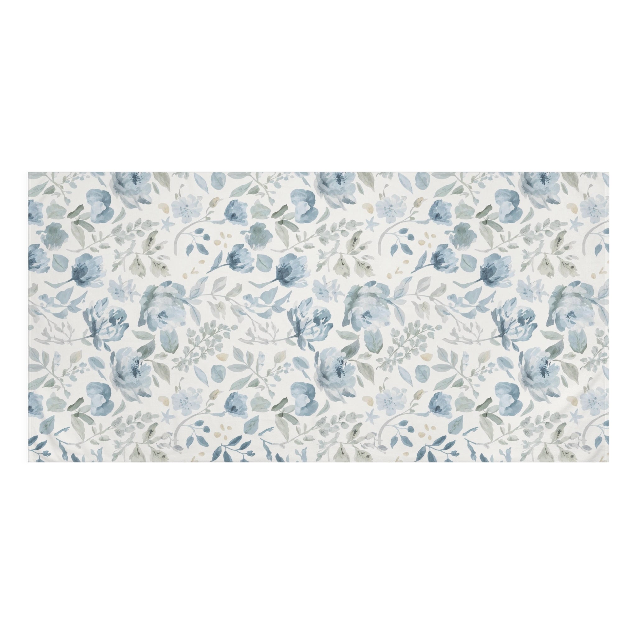 Blue Floral Cotton Bath Towel