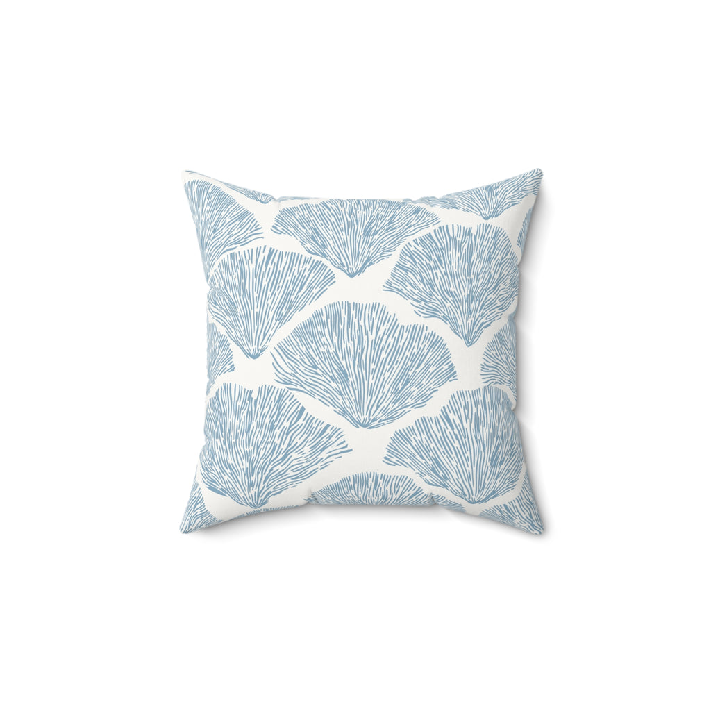 Coastal Blue Shell Pattern Throw Pillow
