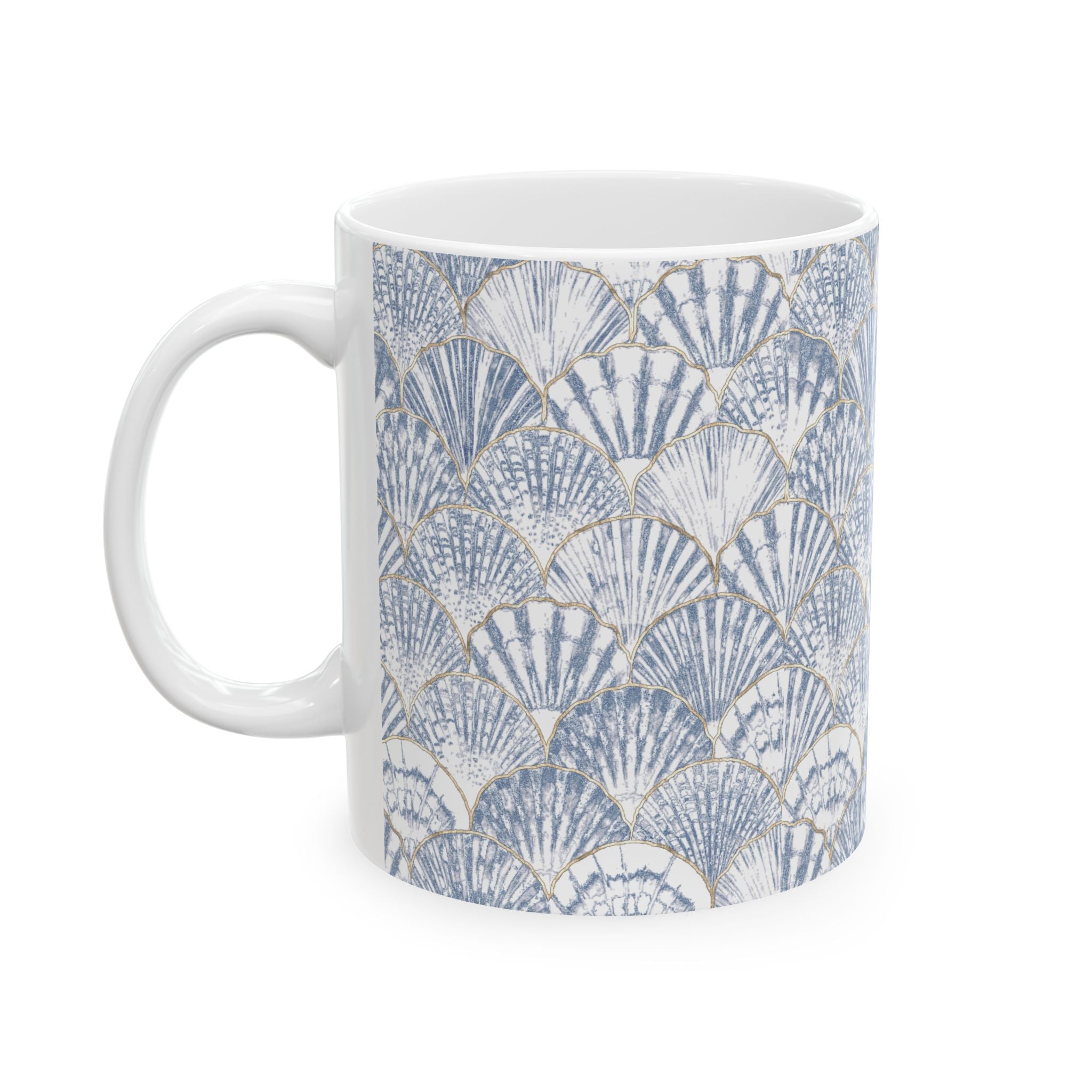 Blue Seashell Pattern Ceramic Mug