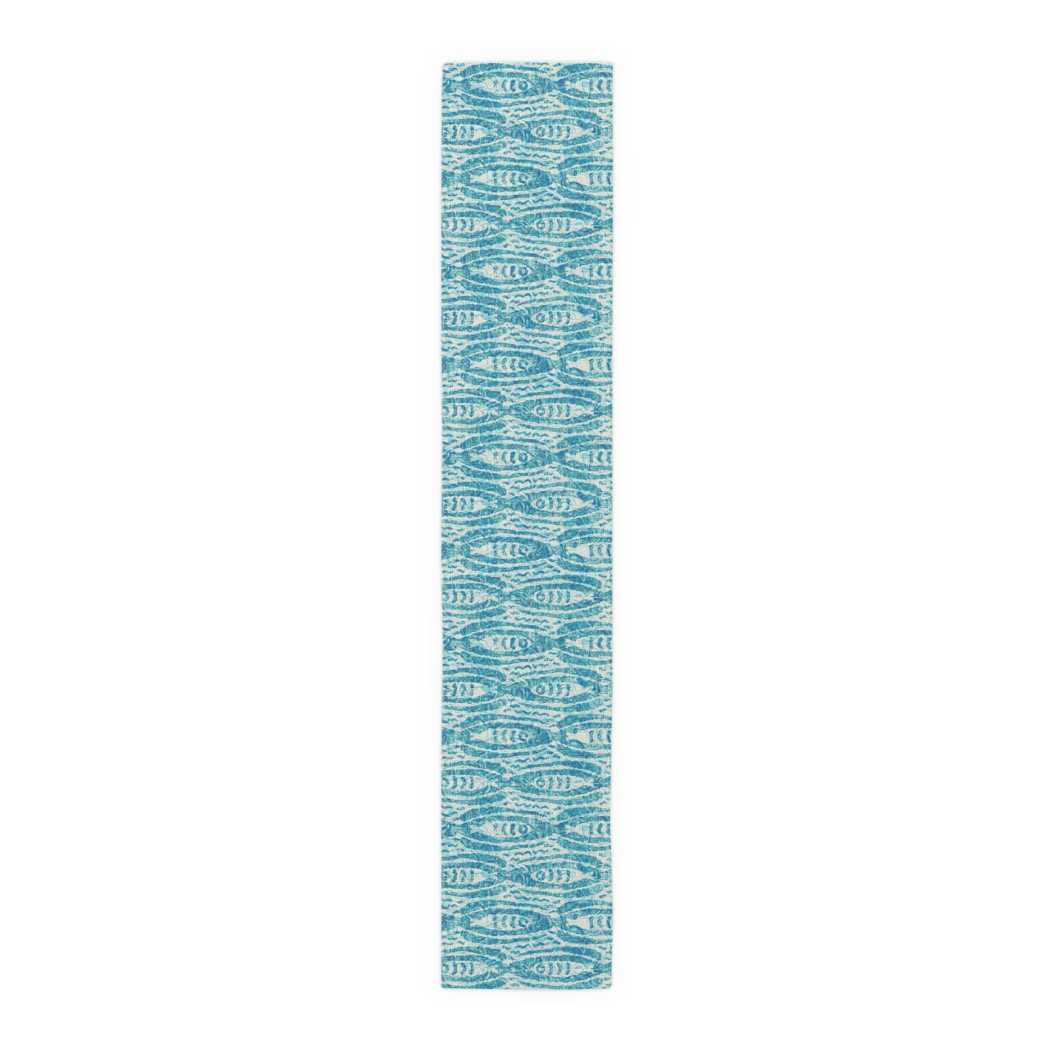 Coastal Blue Ikat Fish Table Runner