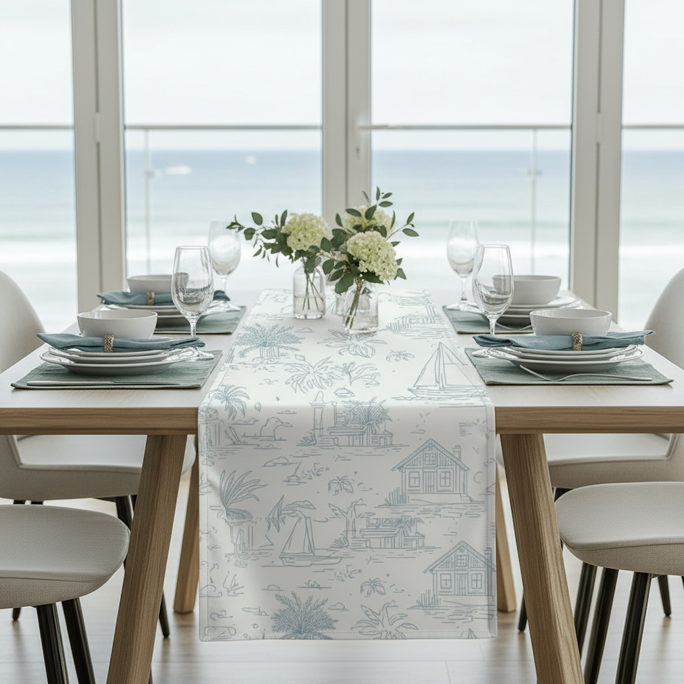 Coastal Toile Table Runner