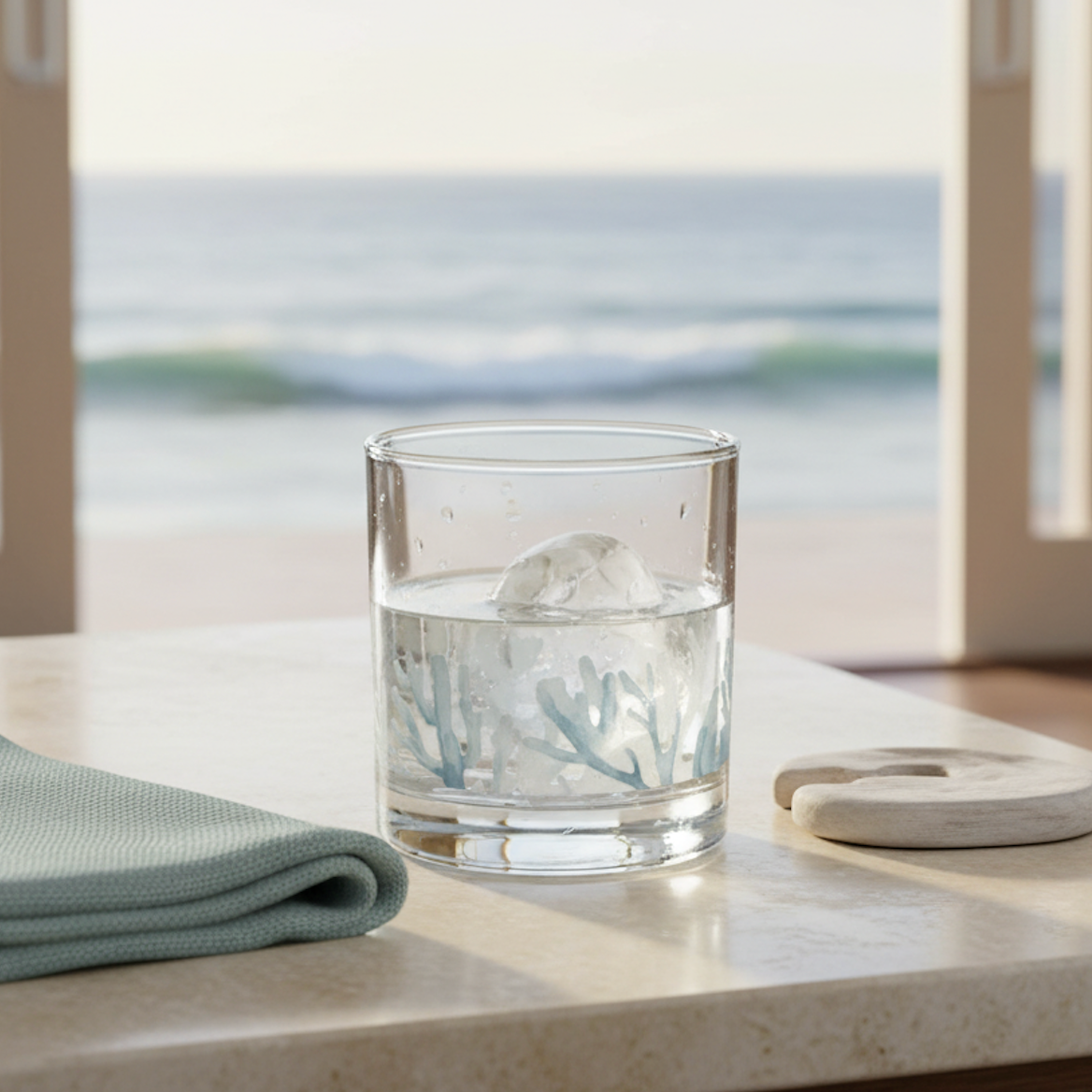 Blue Coral Reef Cocktail Glass