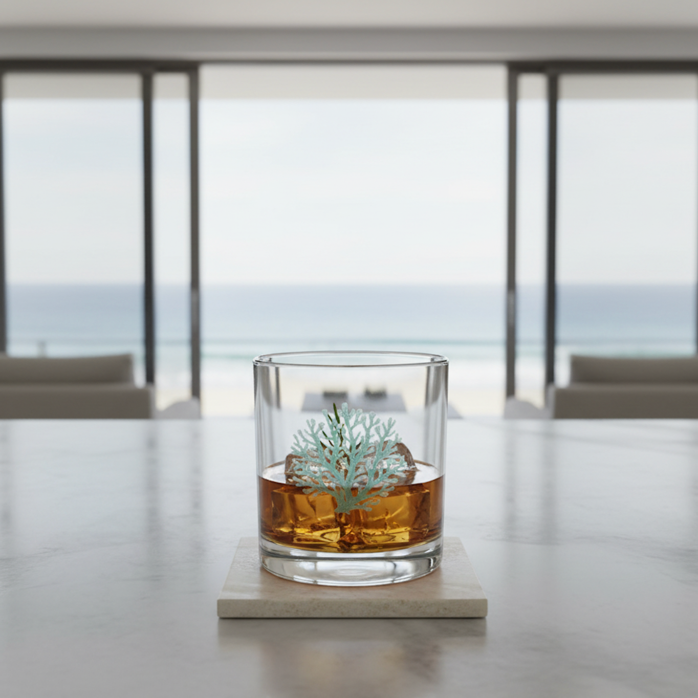 Teal Coral Cocktail Glass