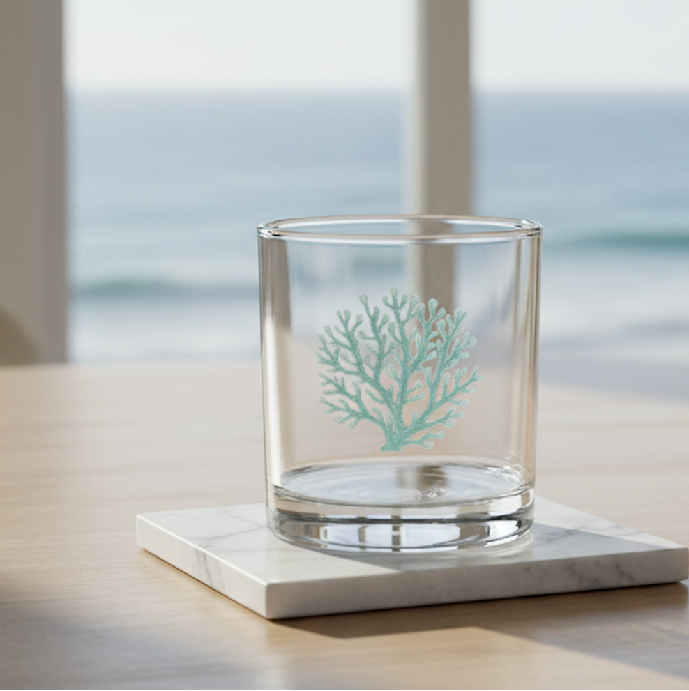 Teal Coral Cocktail Glass