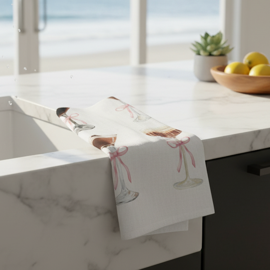 Chic Espresso Martini Kitchen Towel