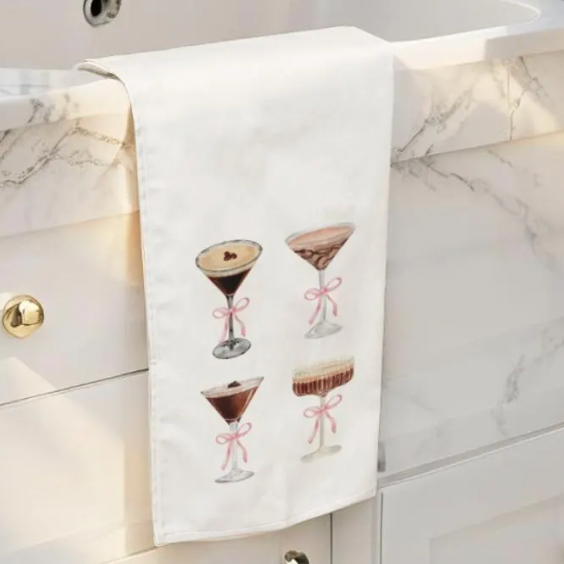 Chic Espresso Martini Kitchen Towel