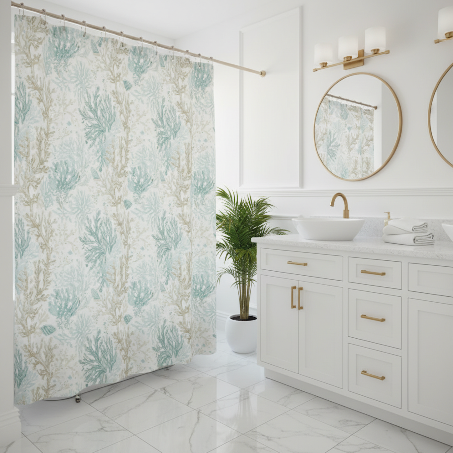 Light Aqua Coral Reef Shower Curtain